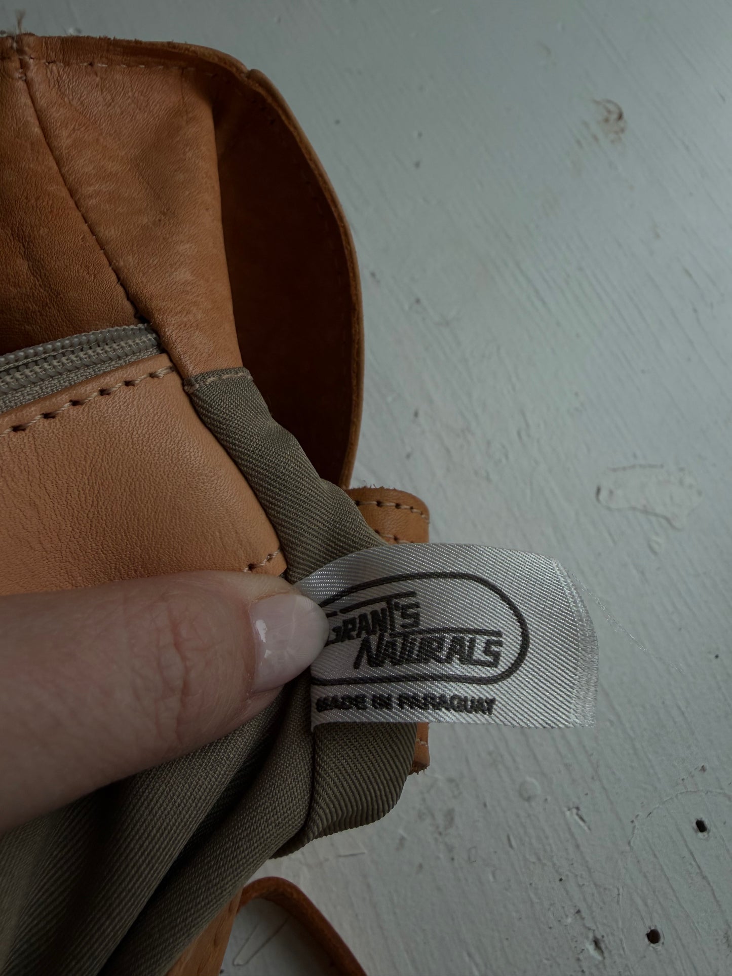 90s Grants Natural tooled leather crossbody bag. Made in Paraguay