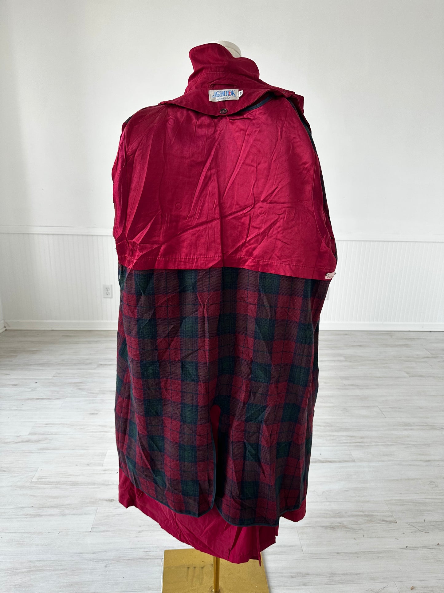 80s/90s J.G.Hook red trench. Made in the USA