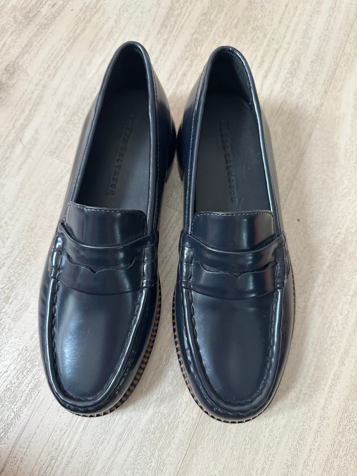 Freda Salvador Elba loafers in navy. Size 9. Brand new