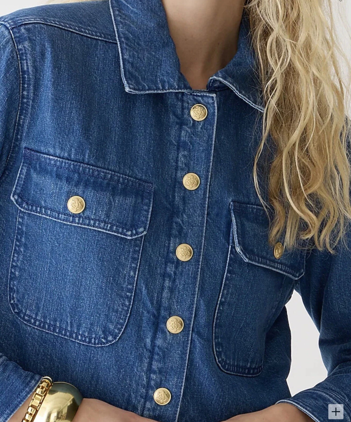 JCrew cropped denim puffer jacket. NWT