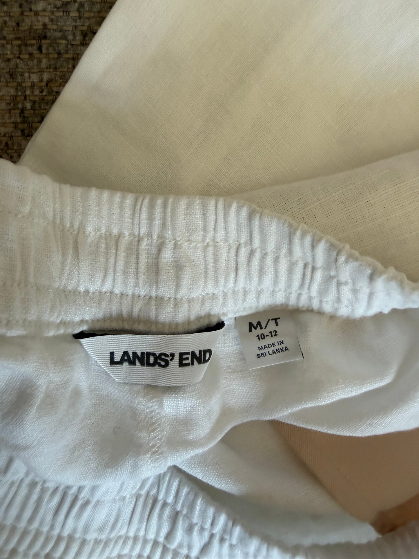 Lands End High Rise Palazzo Pant in white linen. Size M Tall. NWT