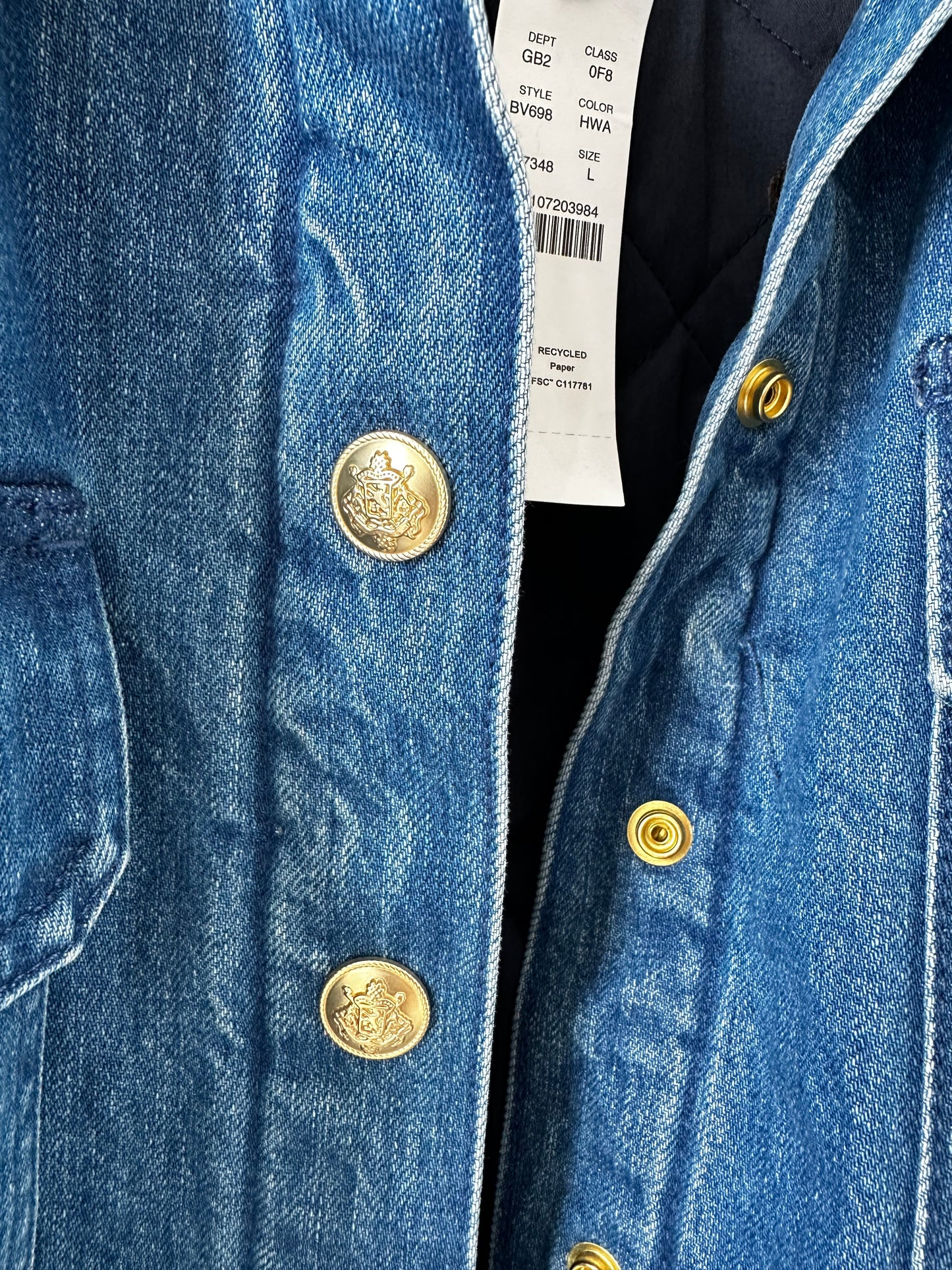 JCrew cropped denim puffer jacket. NWT