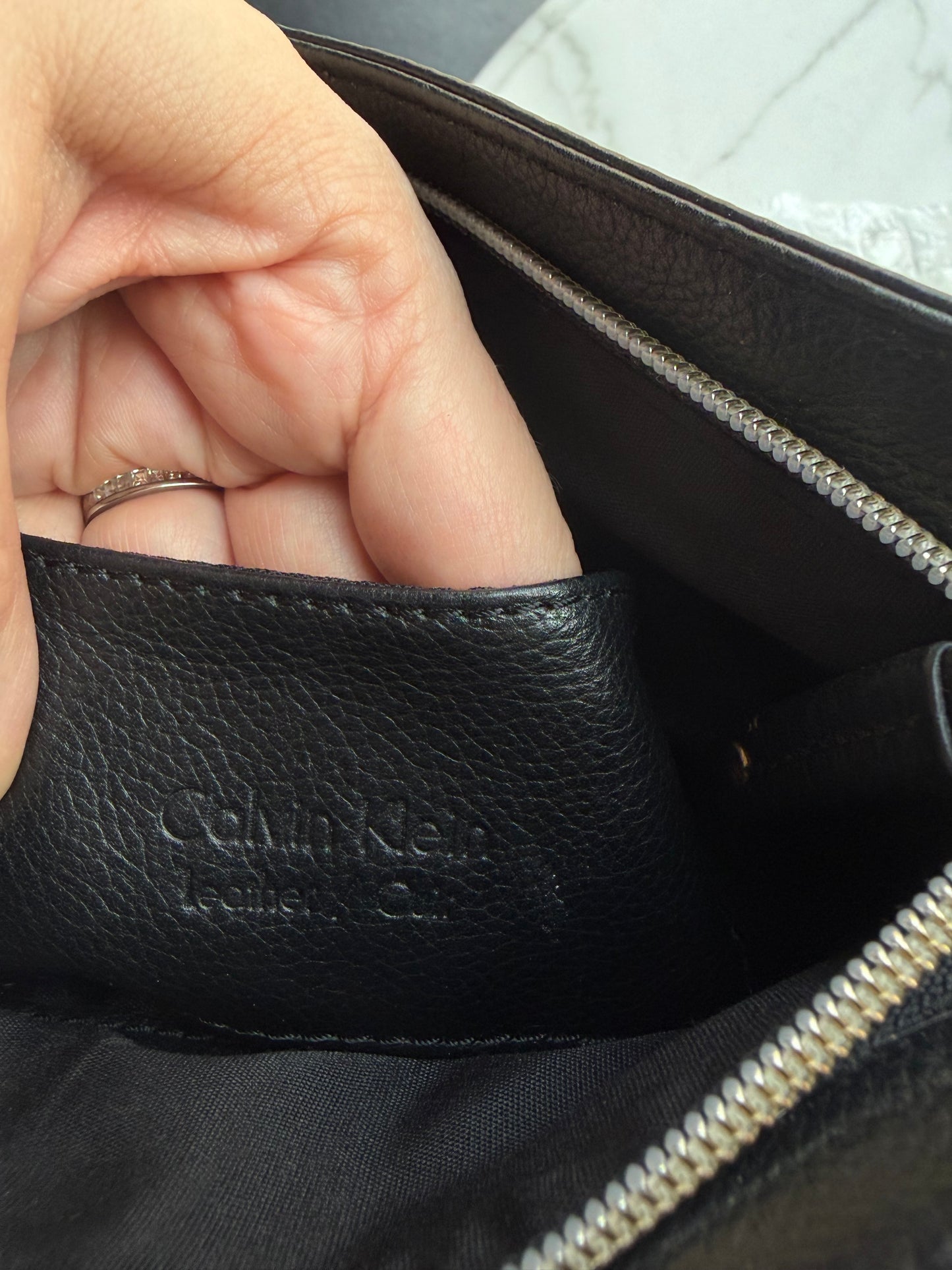 90s Calvin Klein black leather crossbody