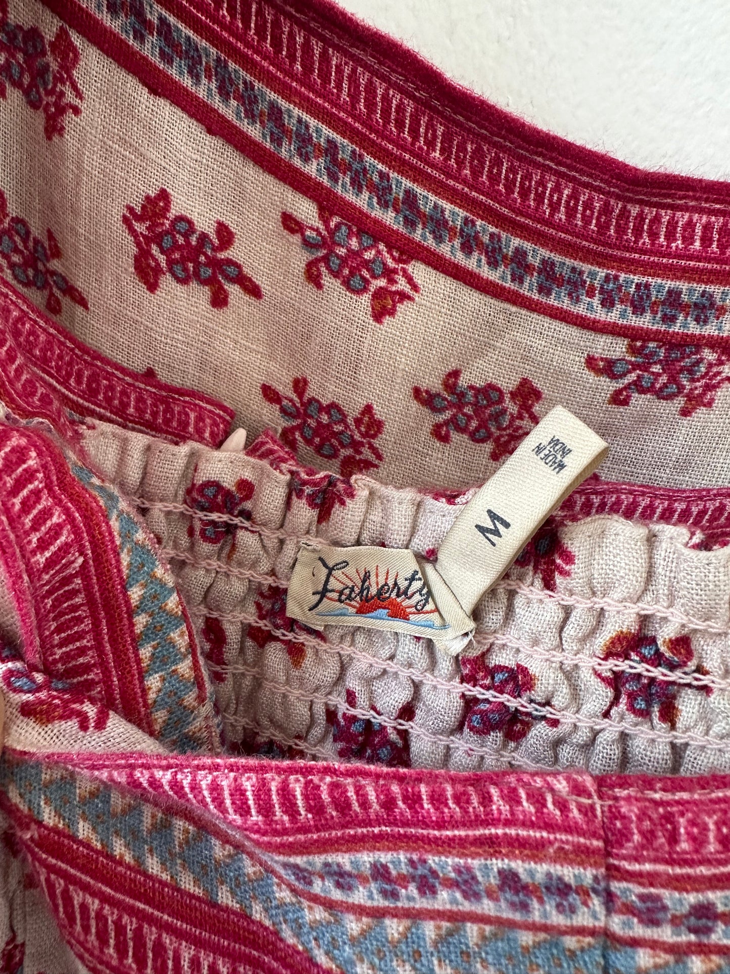 Faherty Gracie print block dress. Size medium