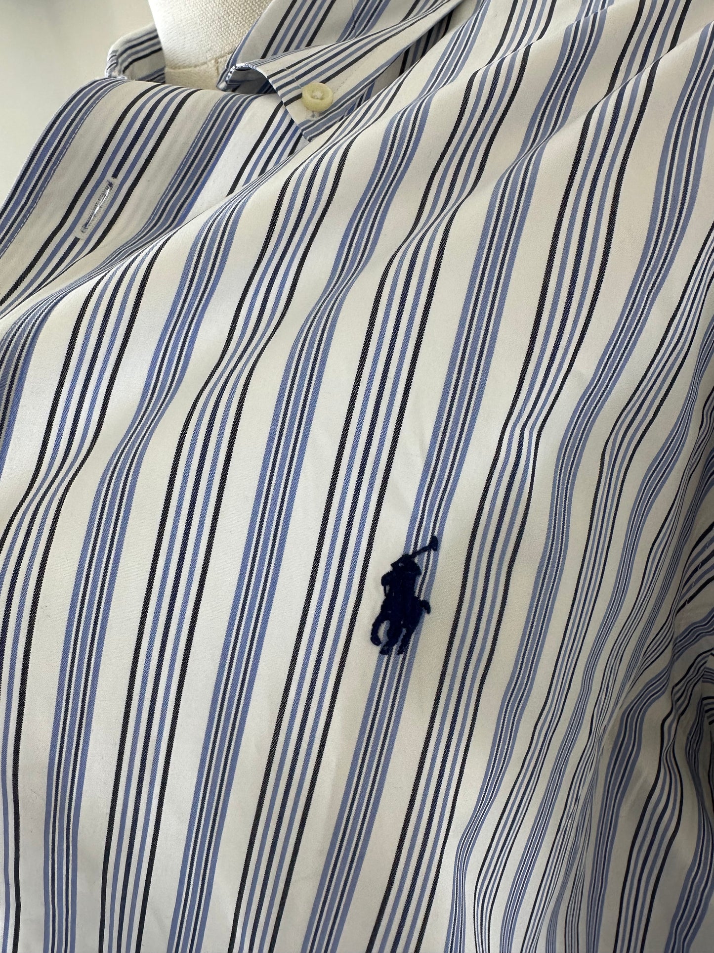 90s Ralph Lauren striped poplin button down. Made in Hong Kong