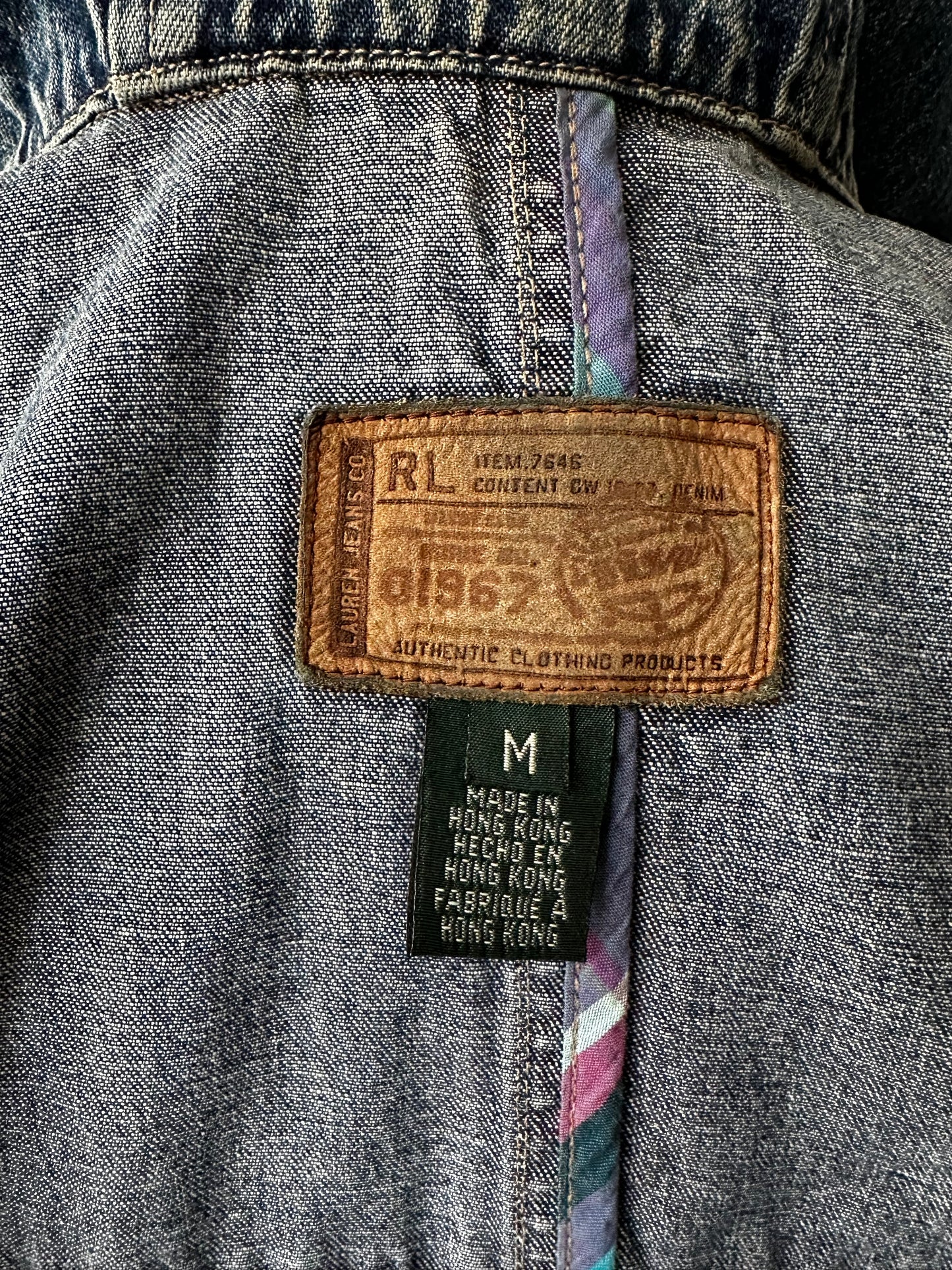 90s Lauren Jeans Co denim toggle coat. Made in Hong Kong