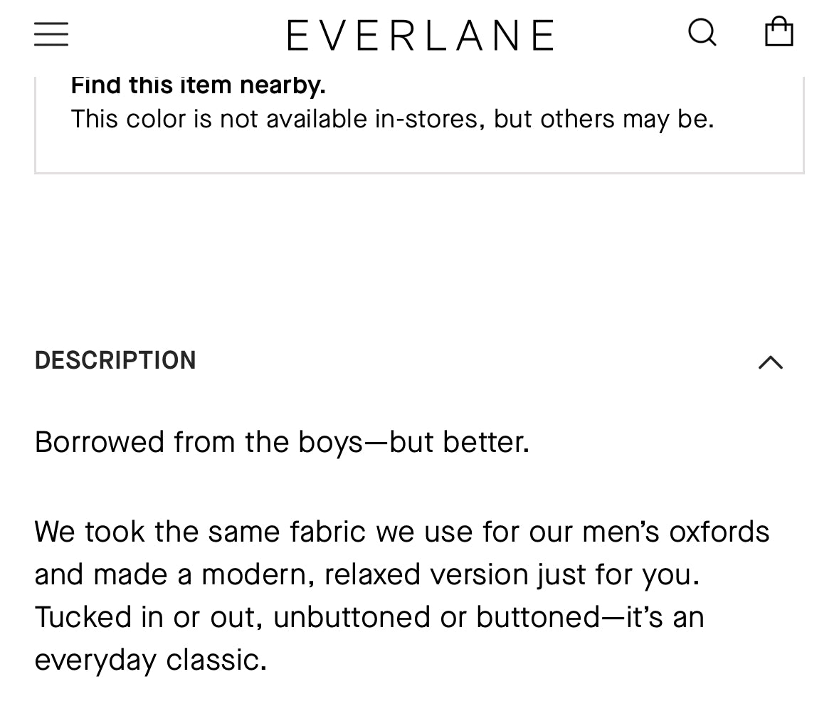 Everlane Must-Have Oxford shirt size 10