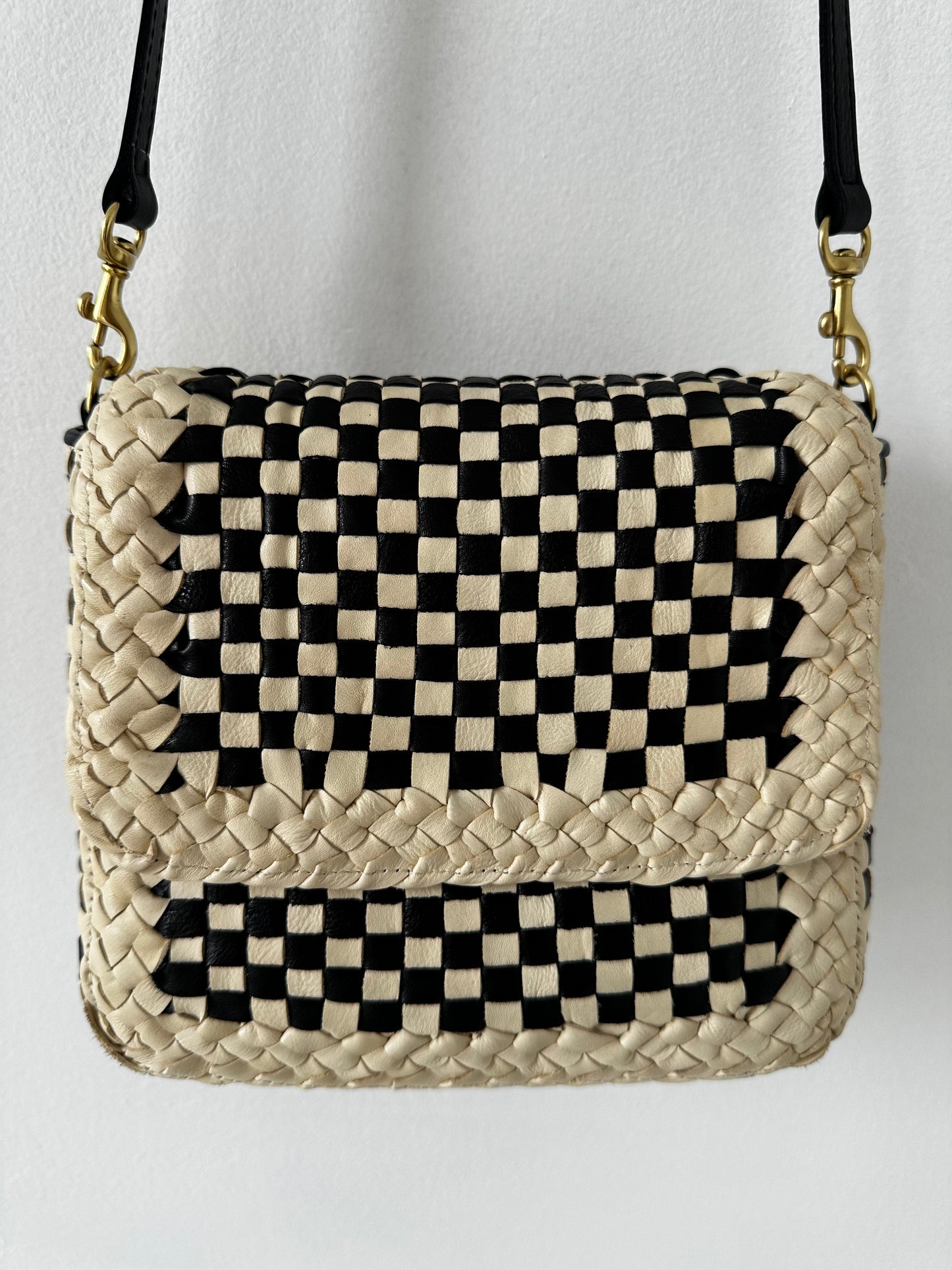 Clare V Louis cream/black woven checker
