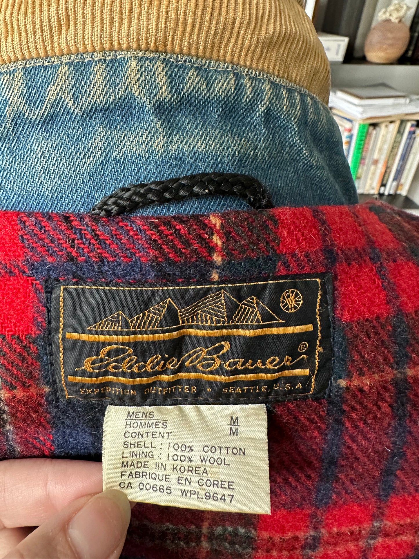 80s Eddie Bauer denim blanket lined jacket. Made in Korea