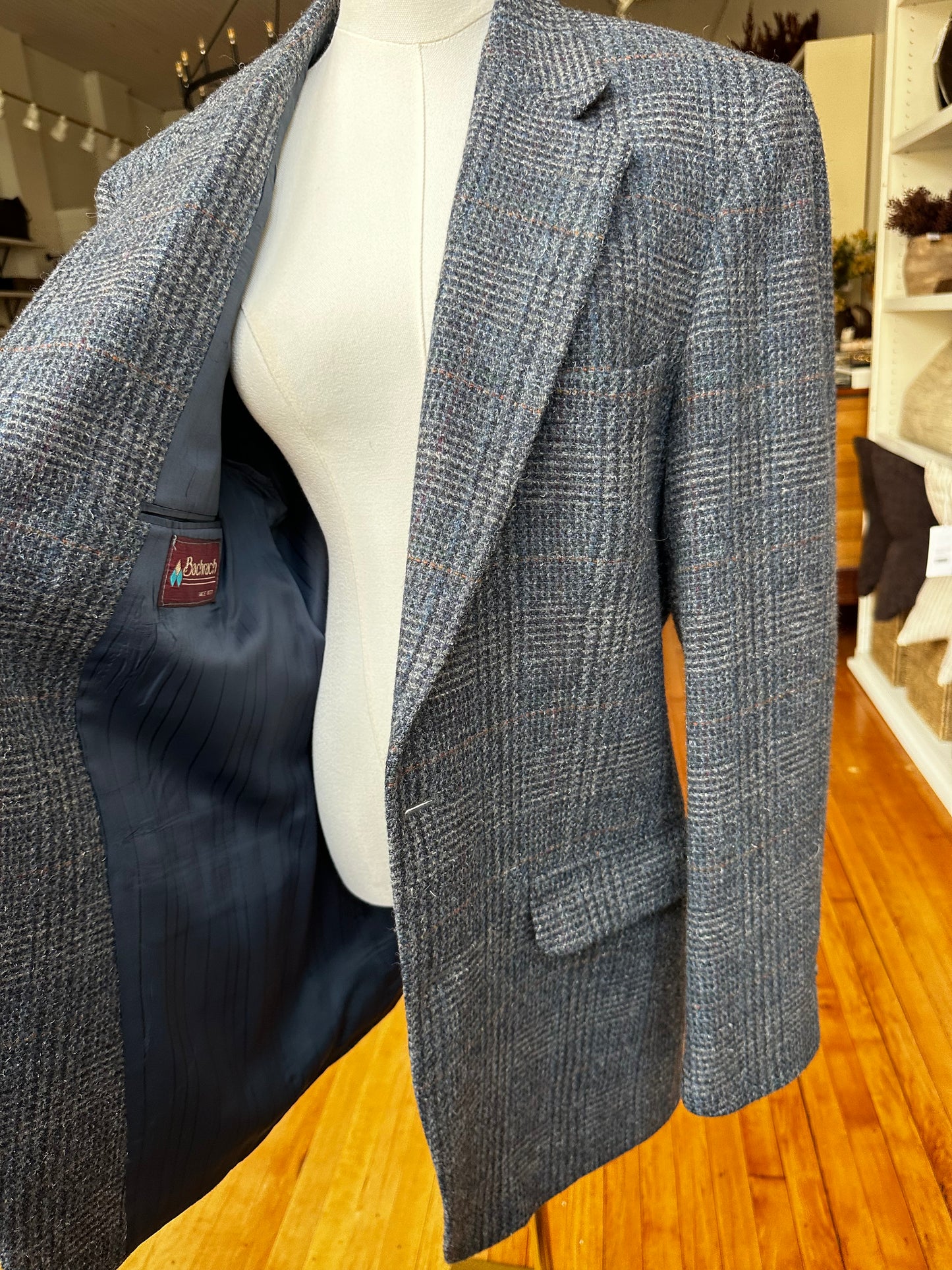 80s Bachrach blue tweed blazer. Made in USA