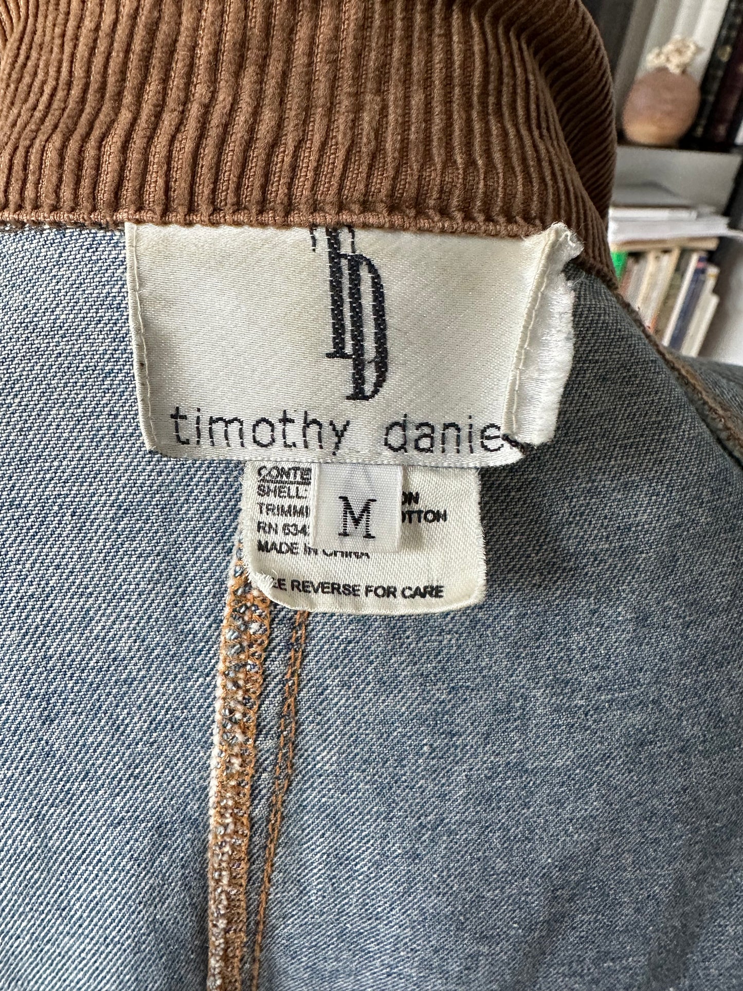 90s Timothy Daniel denim trench with corduroy collar