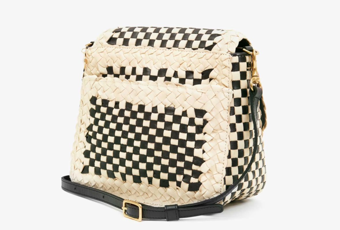 Clare V Louis cream/black woven checker