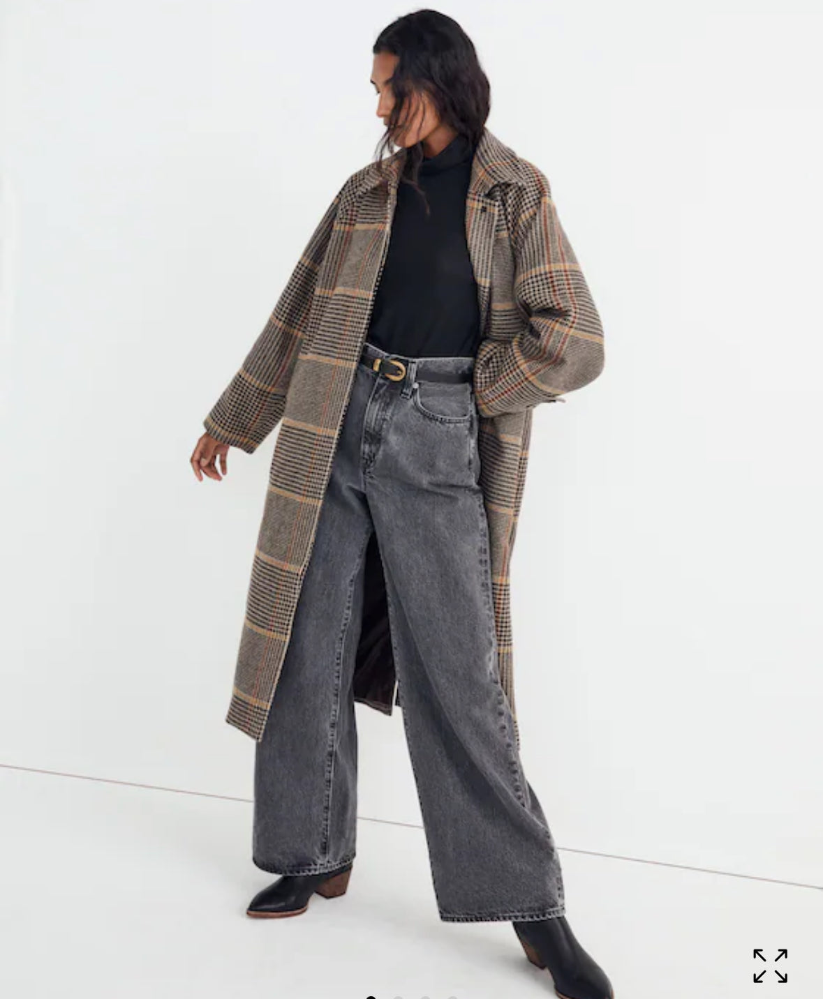 Madewell Oversized Car Coat in Glen Plaid. Size medium