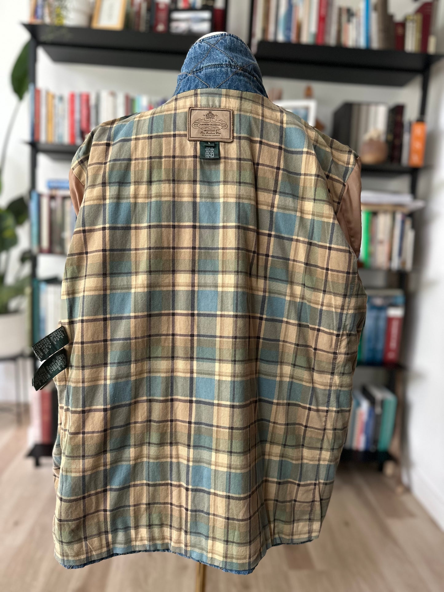 90s Lauren by Ralph Lauren quilted denim jacket. Made in Hong Kong