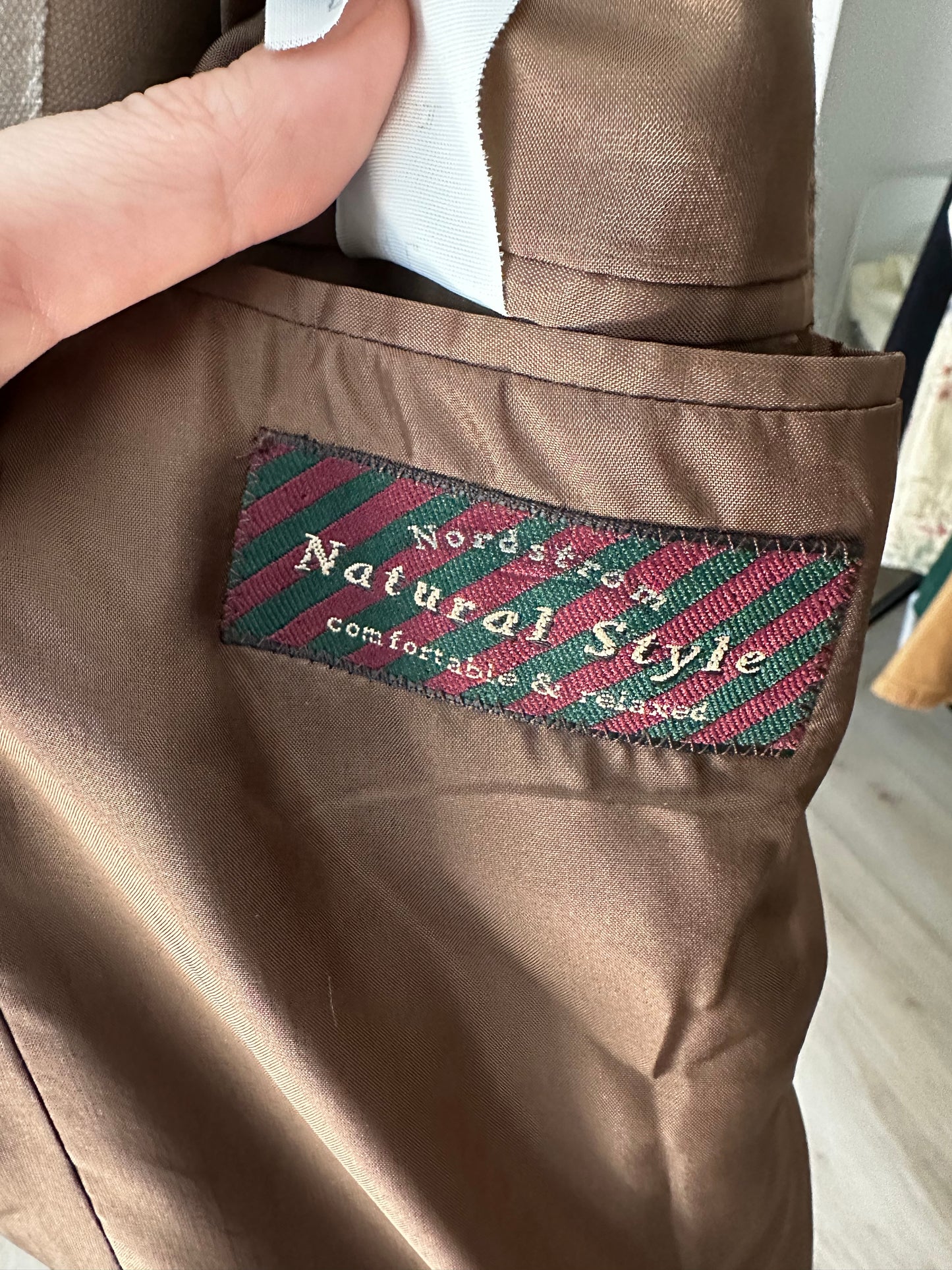 90s Nordstrom Natural Style plaid wool blazer with suede elbow patches