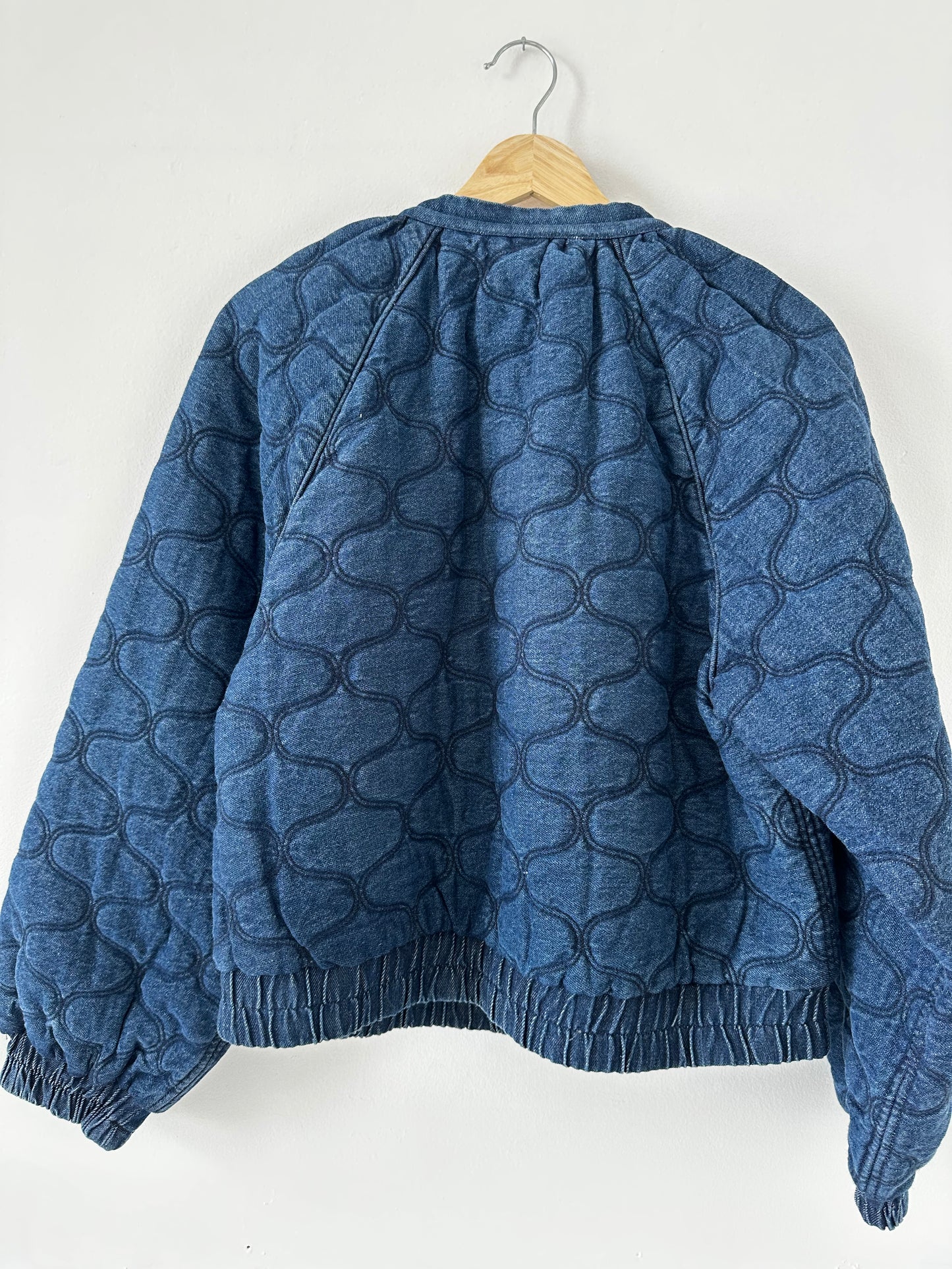 Ba&sh Yonkers denim cropped quilted jacket. Size medium