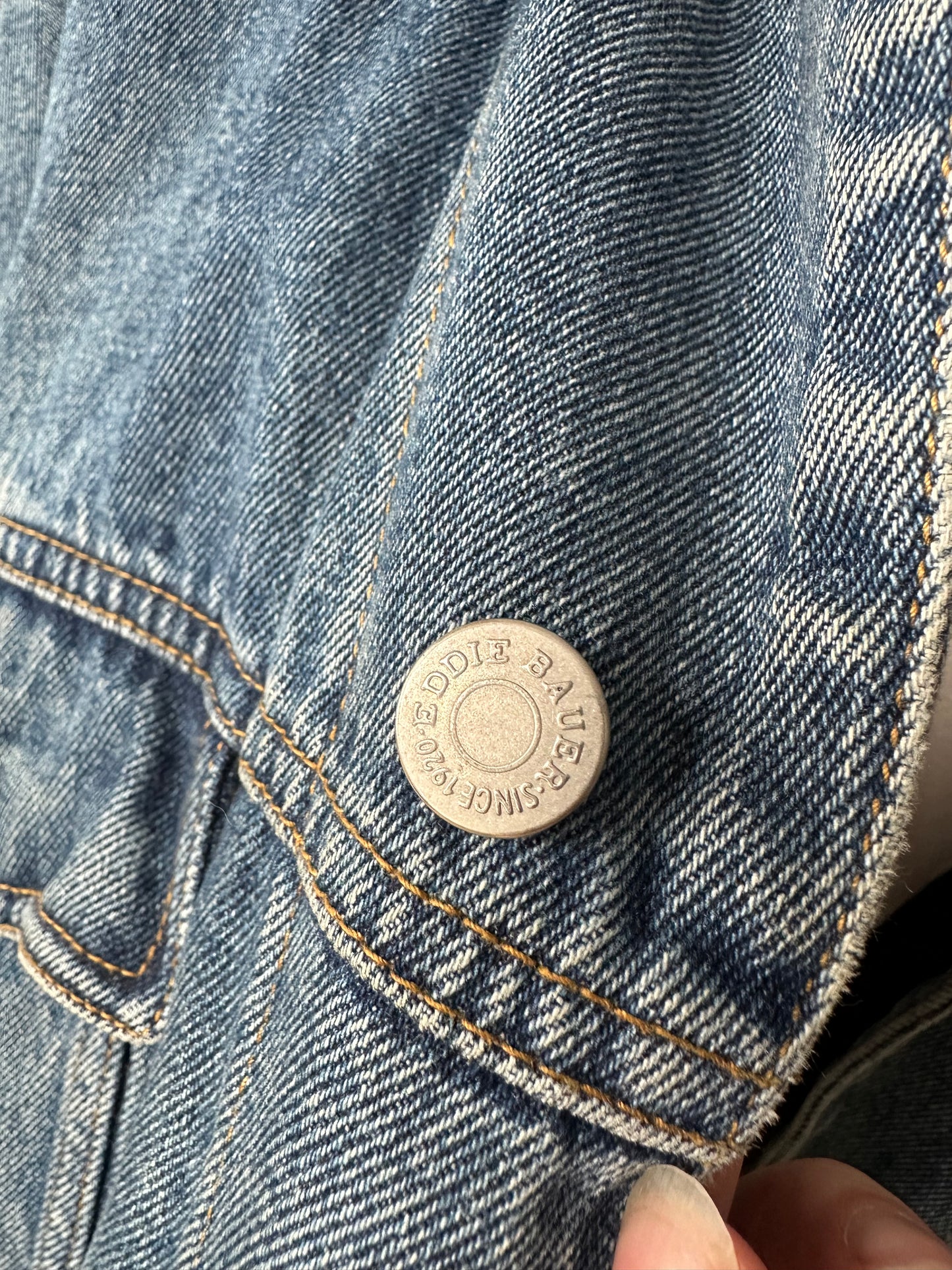 90s Eddie Bauer denim fleece lined jacket