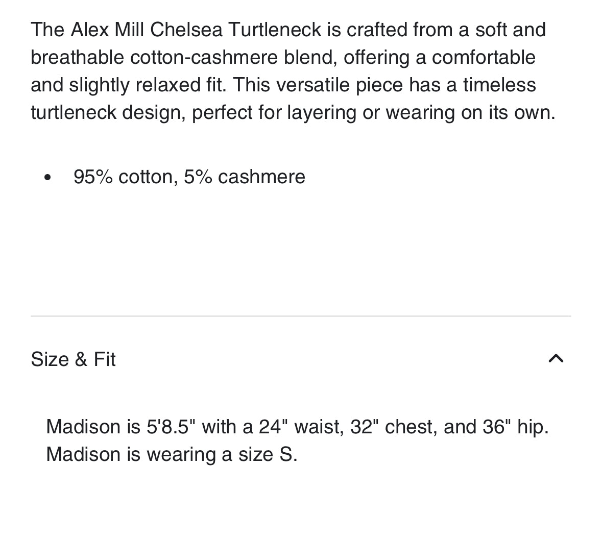 Alex Mill Chelsea turtleneck in chocolate. Size large.