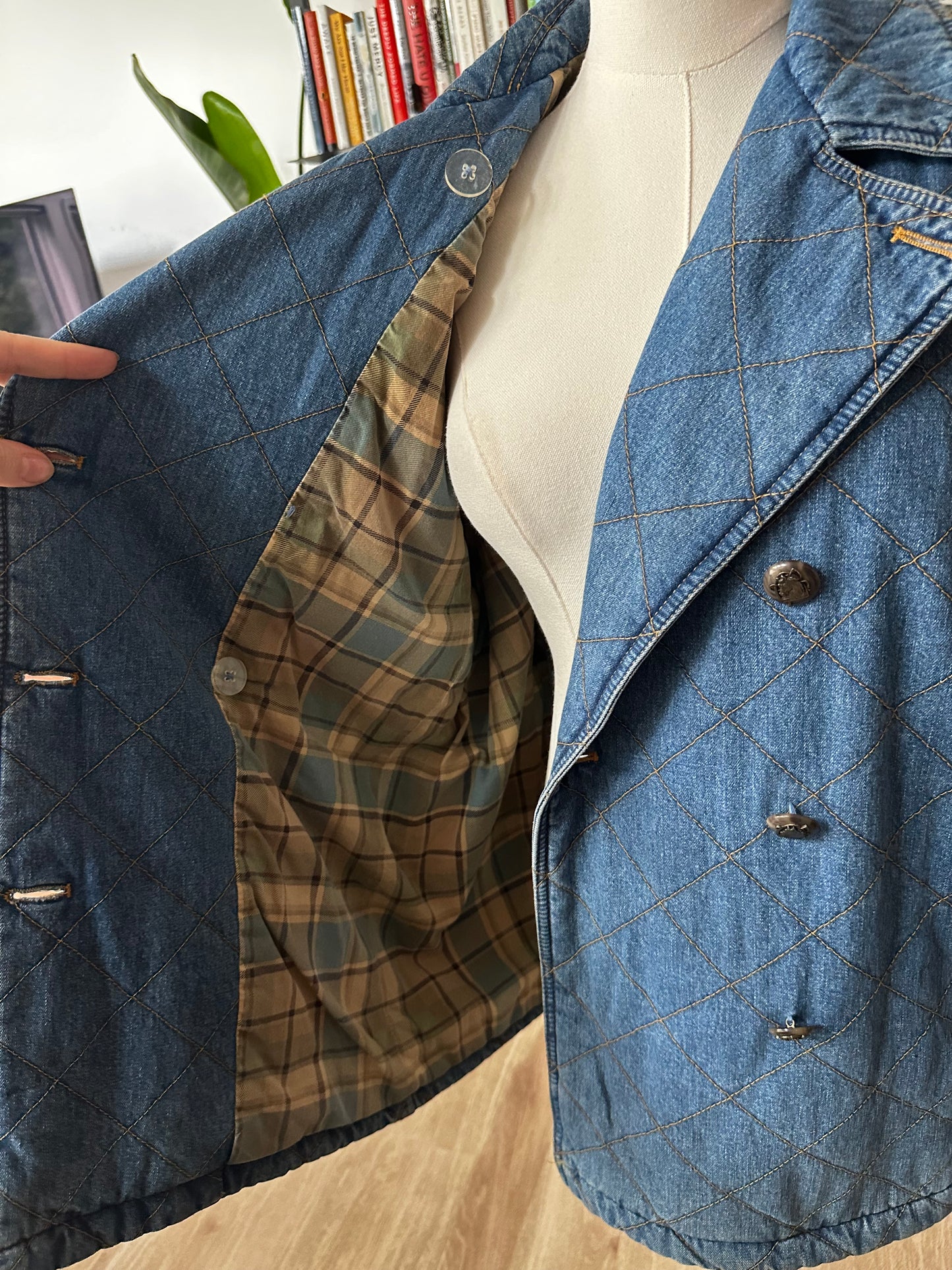 90s Lauren by Ralph Lauren quilted denim jacket. Made in Hong Kong