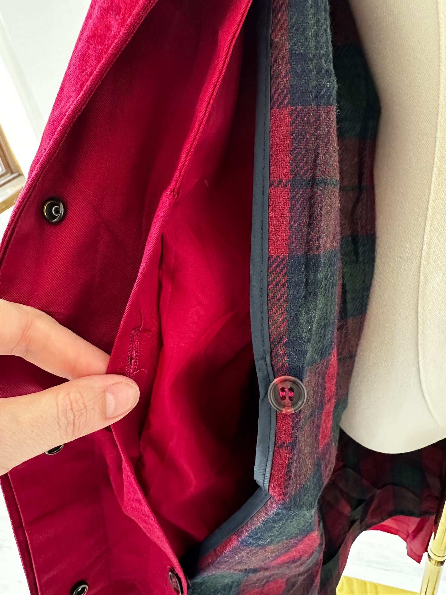 80s/90s J.G.Hook red trench. Made in the USA