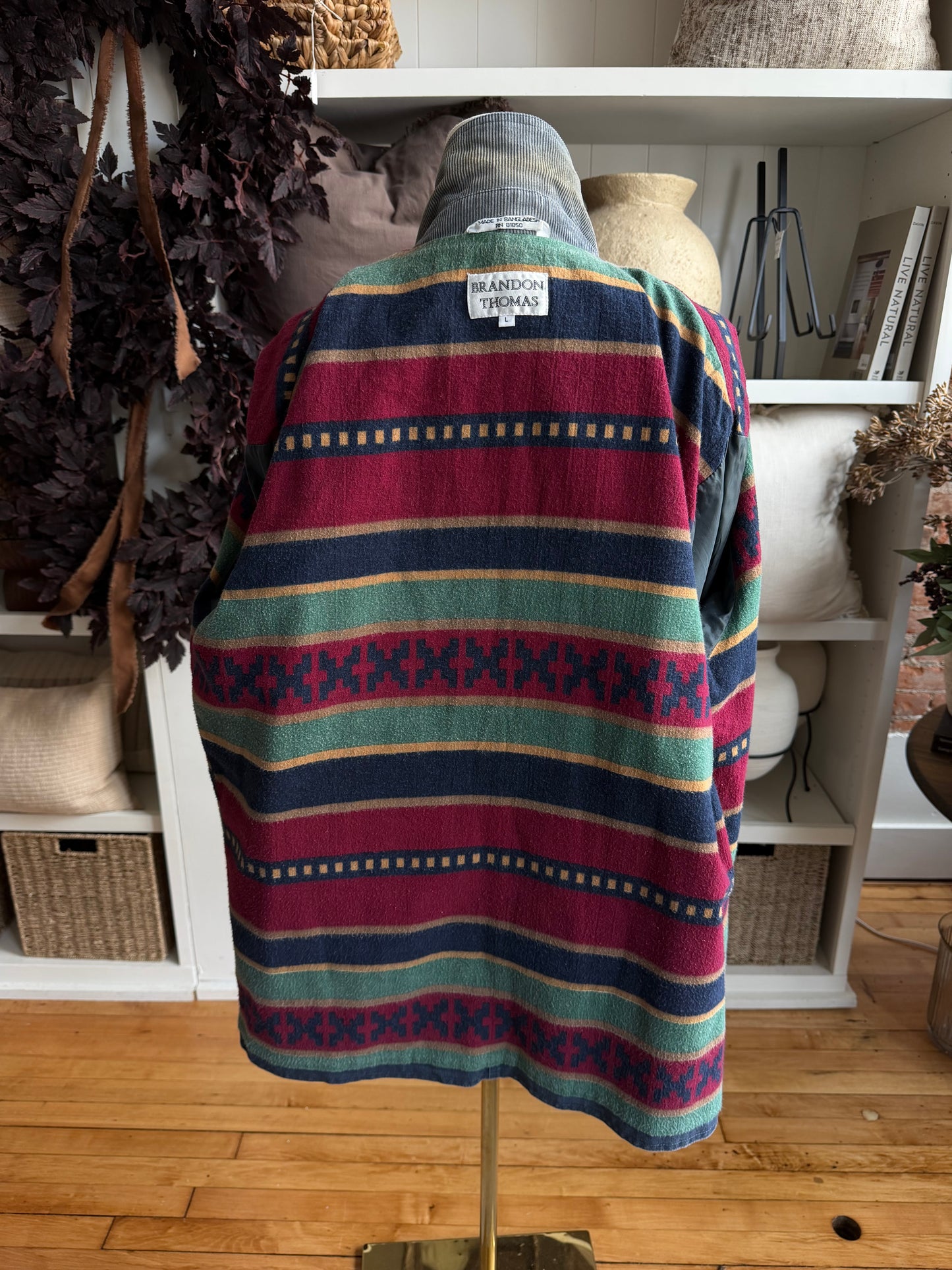 90s Brandon Thomas blue fleece lined barn coat. Fits XS-M