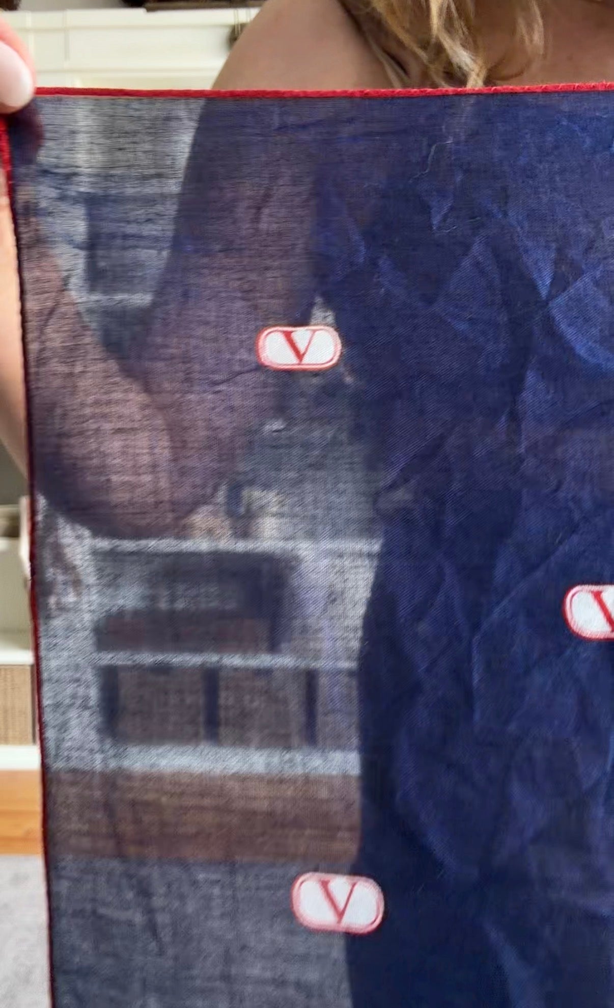 #4 Vintage Valentino Garavani navy cotton scarf