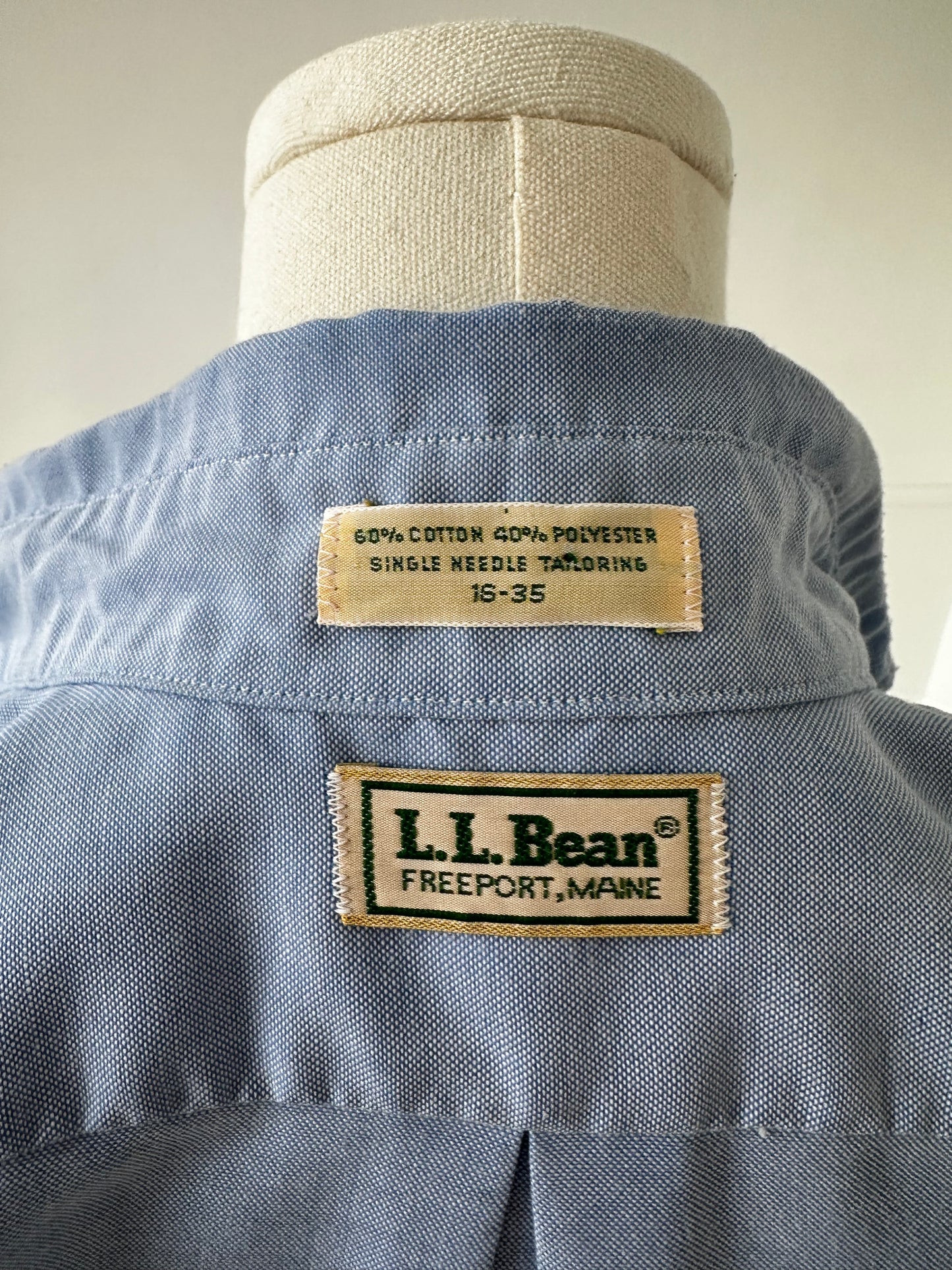 90s LL Bean blue cotton button down. Made in the USA