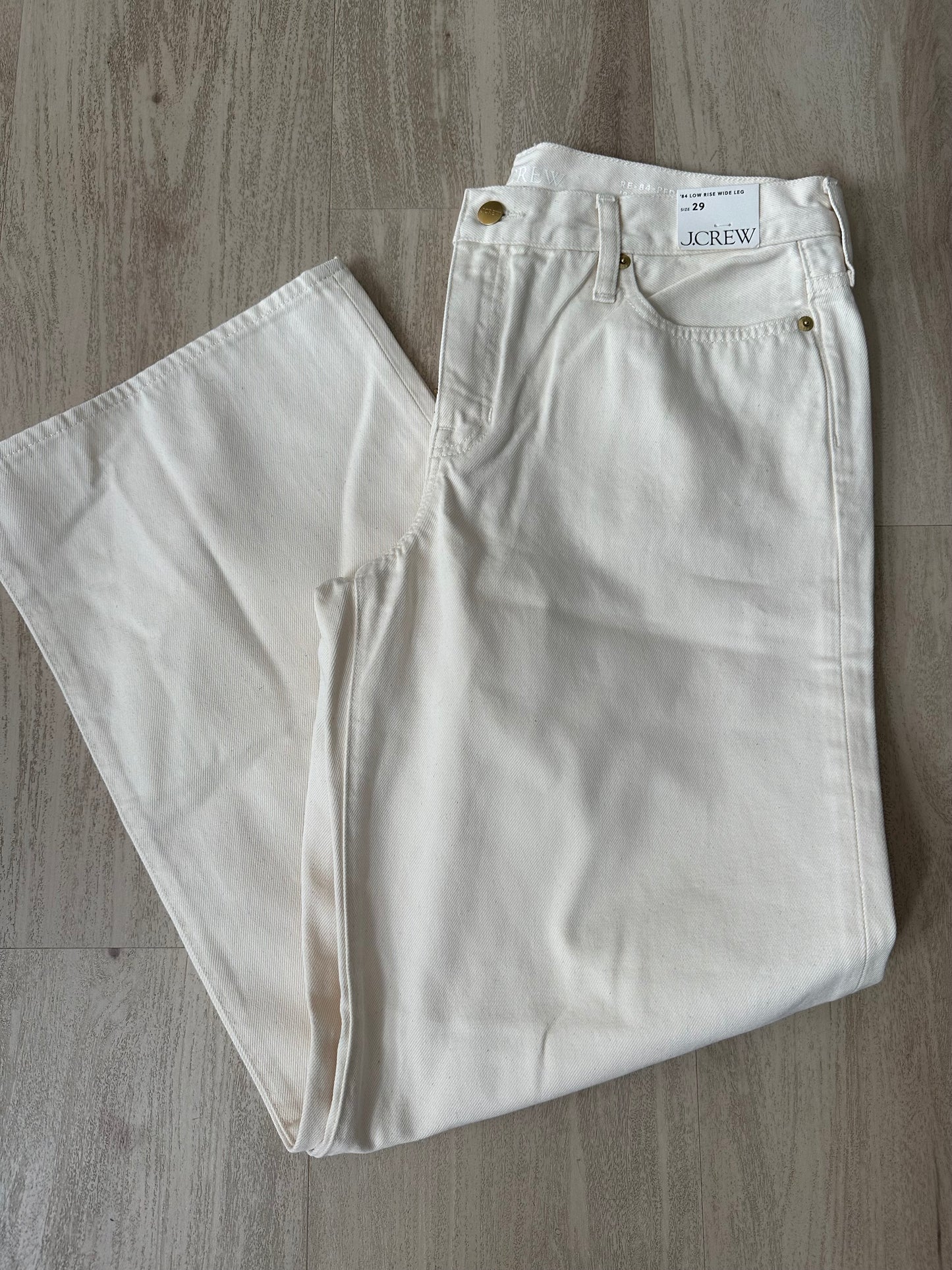 J.Crew Lower-rise wide-leg jean in ecru. Size 29. NWT