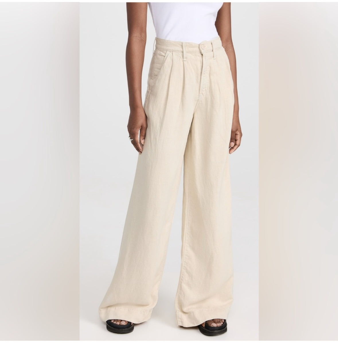 Mother wide leg linen blend trousers. Size 29