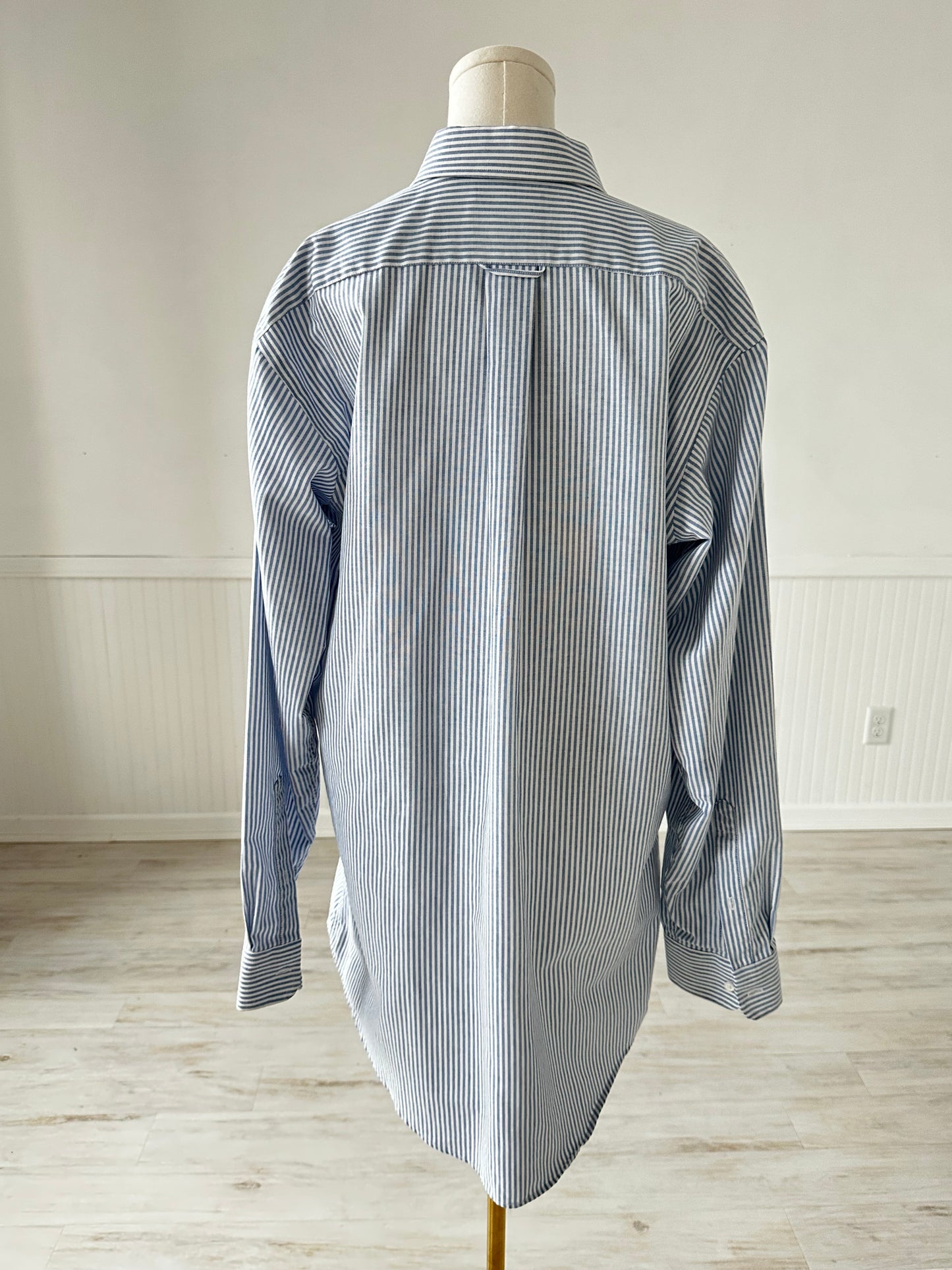 90s Stafford blue striped oxford. Made in USA