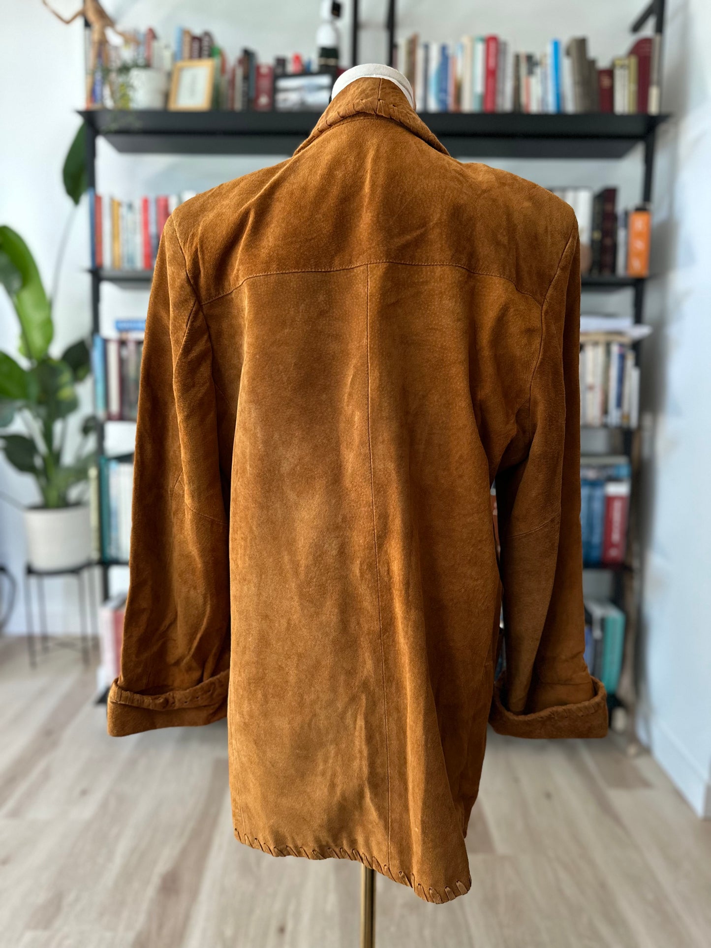 90s Cedars Suede jacket with leather whipstitch trim