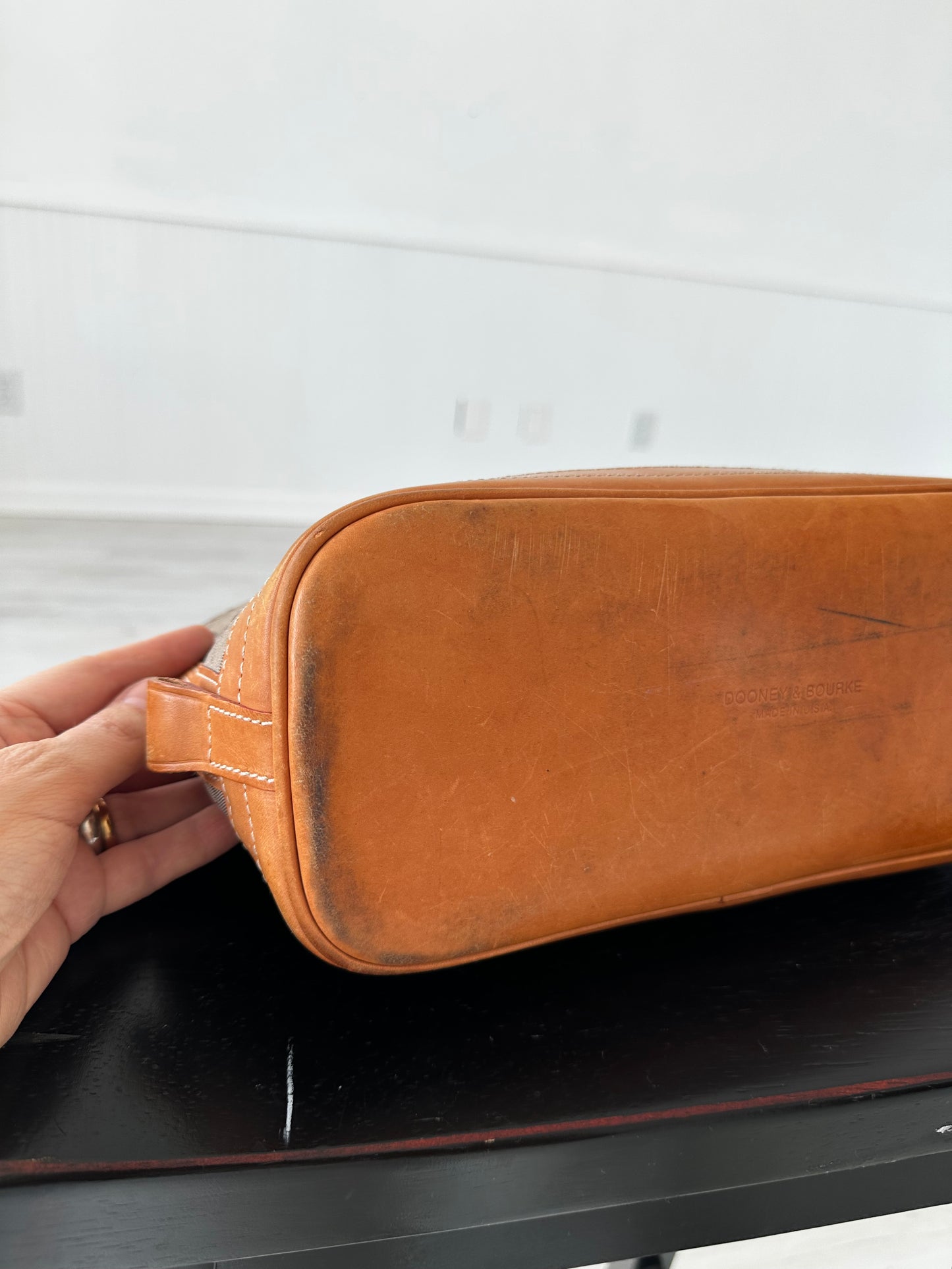 90s Dooney and Bourke Monogramed canvas domed satchel