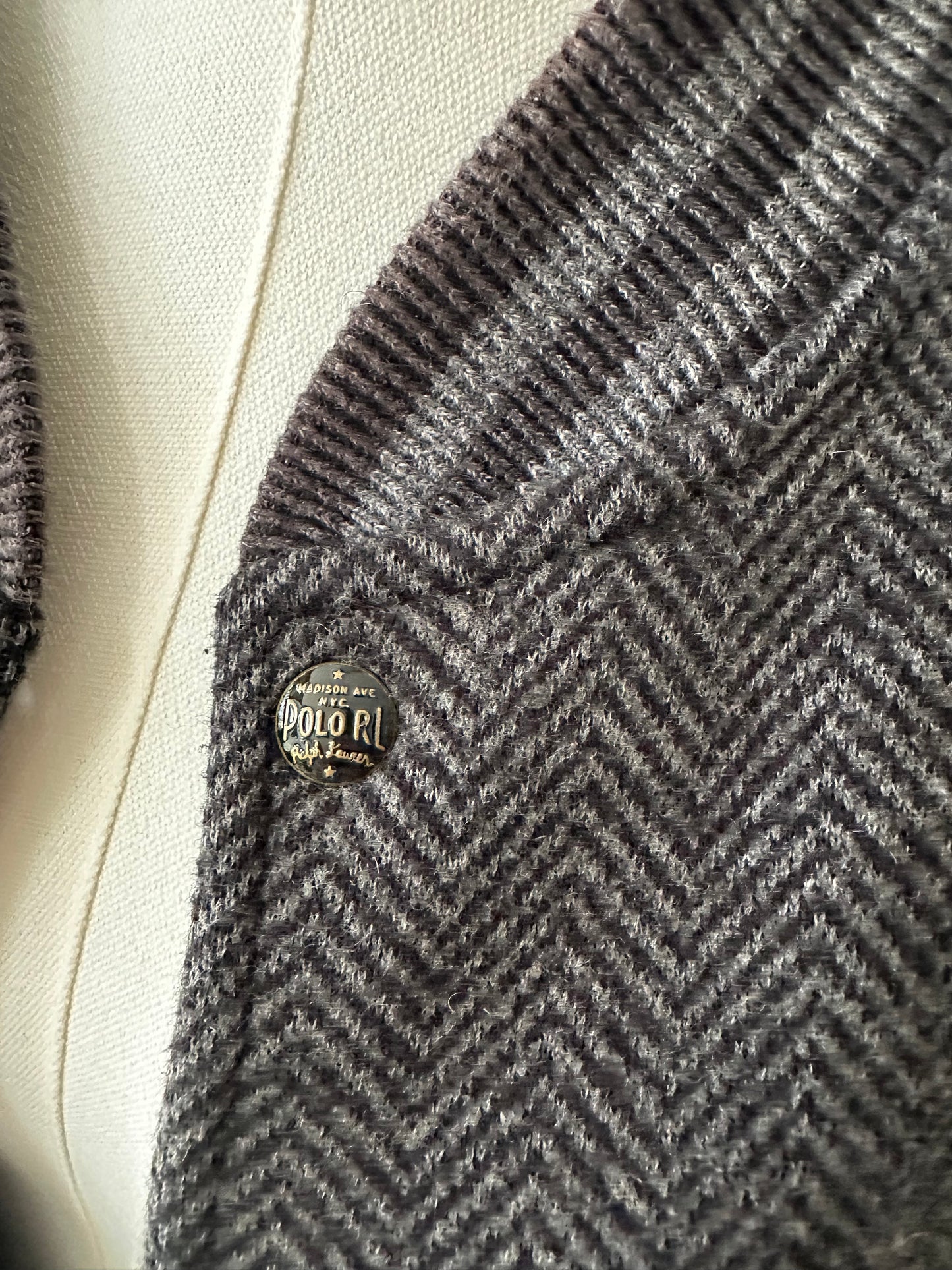 00s Polo Ralph Lauren grey herringbone bomber