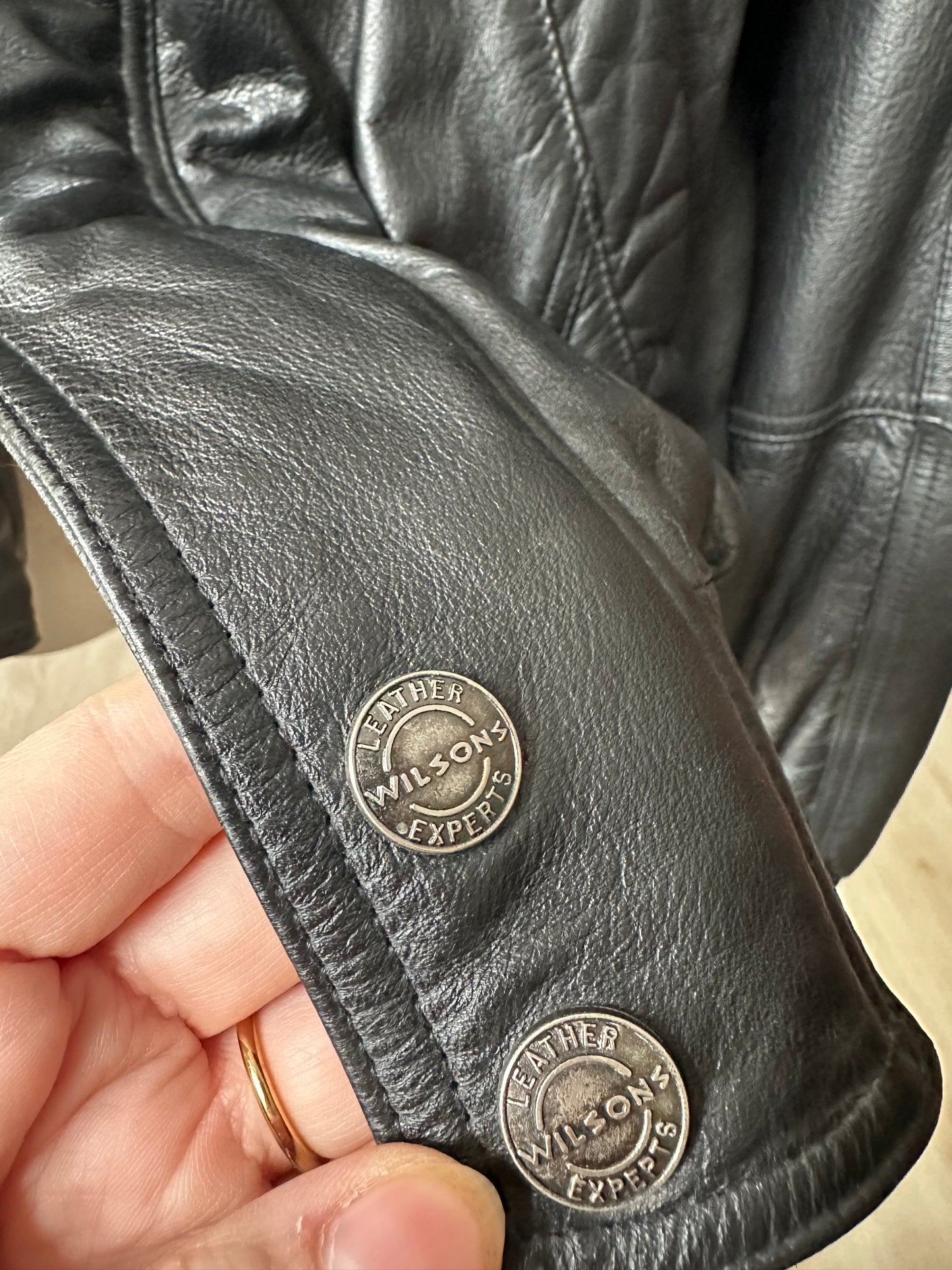 90s Wilson’s black leather bomber with removable lining