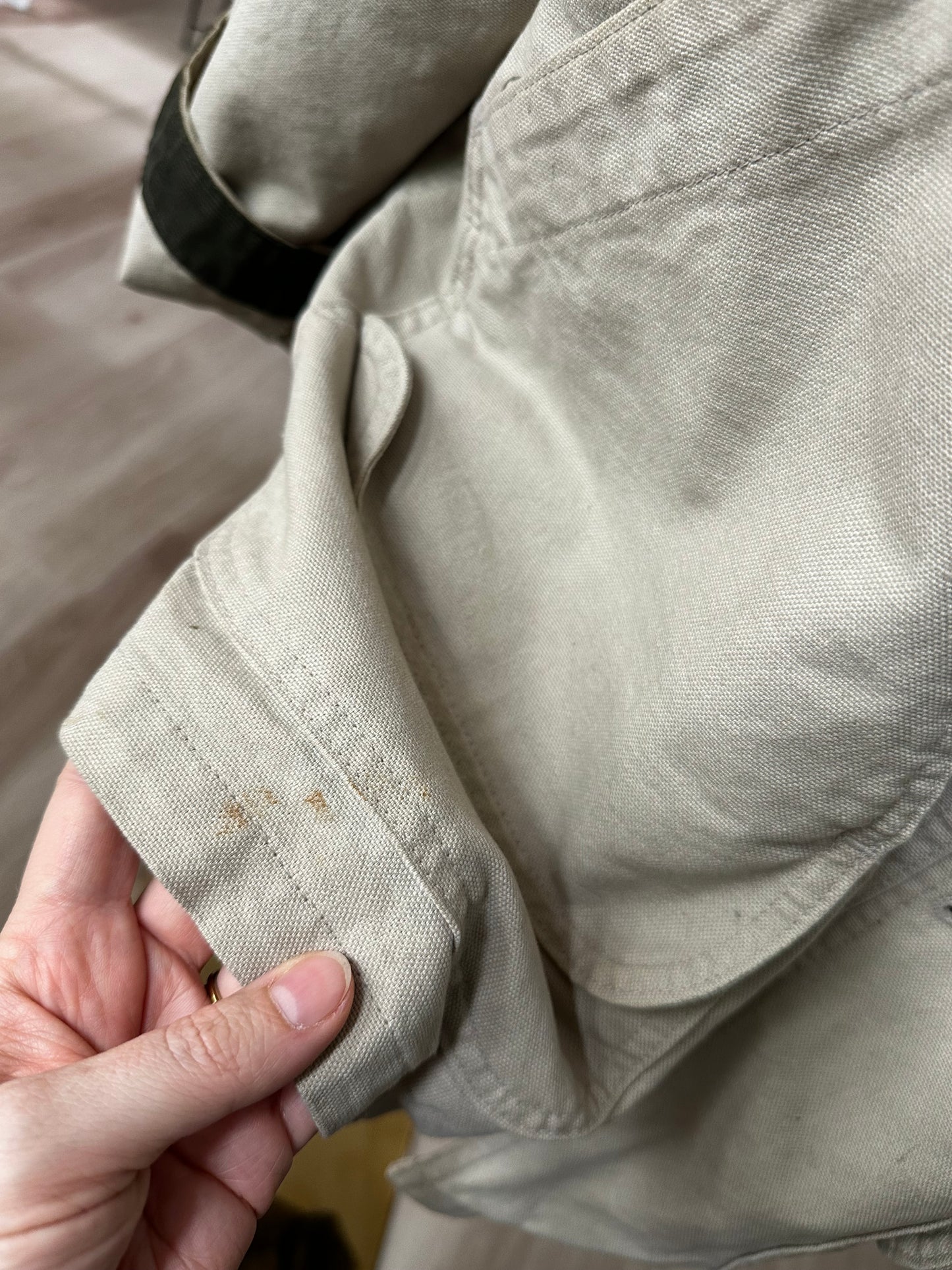 90s LL Bean khaki barn coat with removable lining. Made in the USA