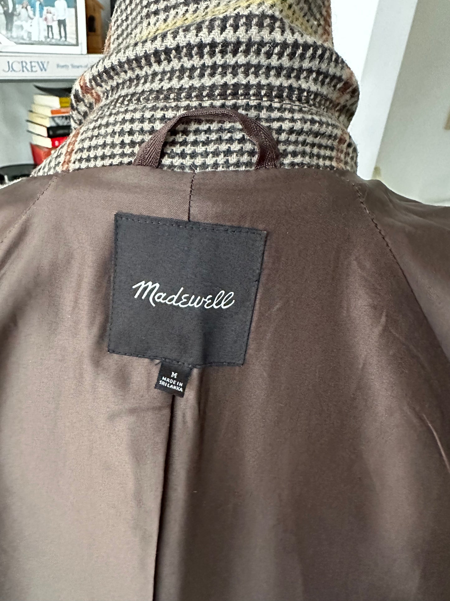 Madewell Oversized Car Coat in Glen Plaid. Size medium