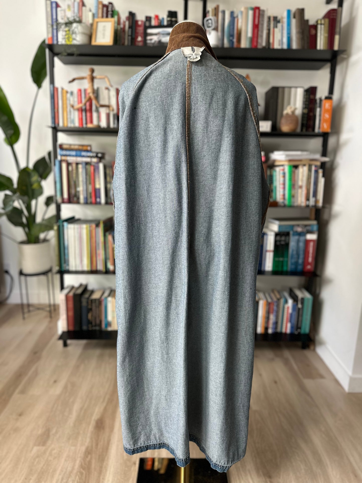 90s Timothy Daniel denim trench with corduroy collar