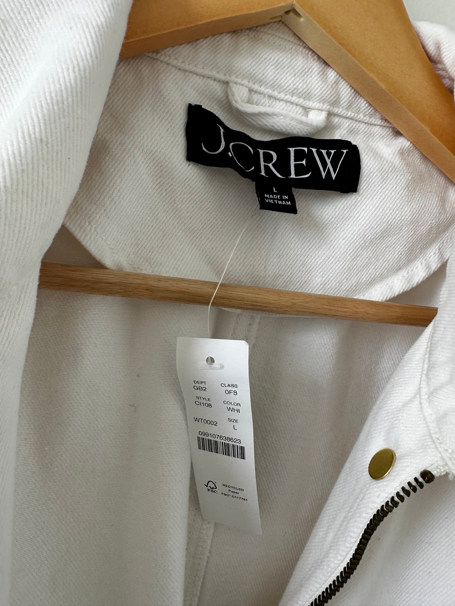 JCrew short white barn jacket in cotton twill