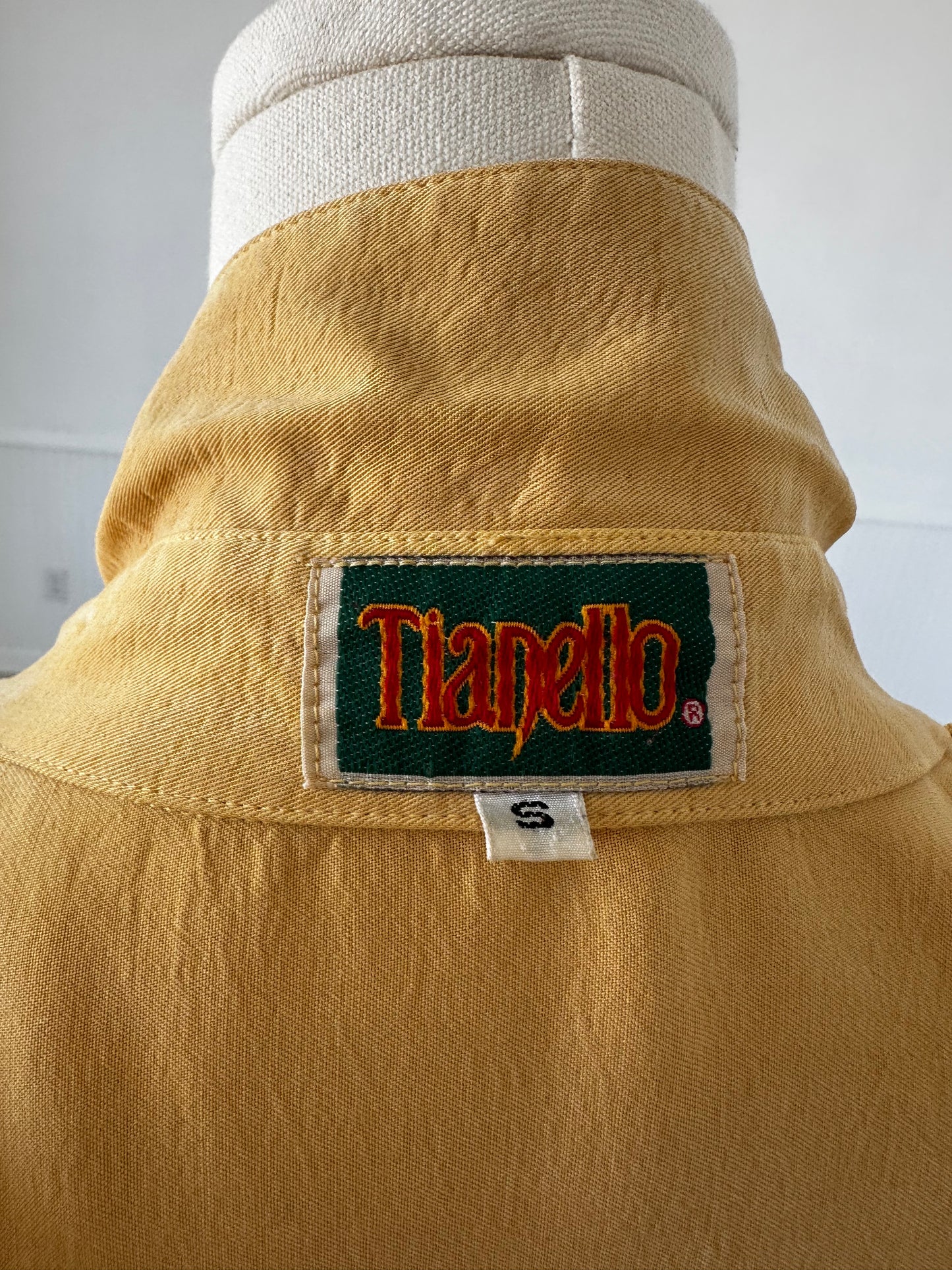 90s Tianello yellow Tencel button down. Made in USA