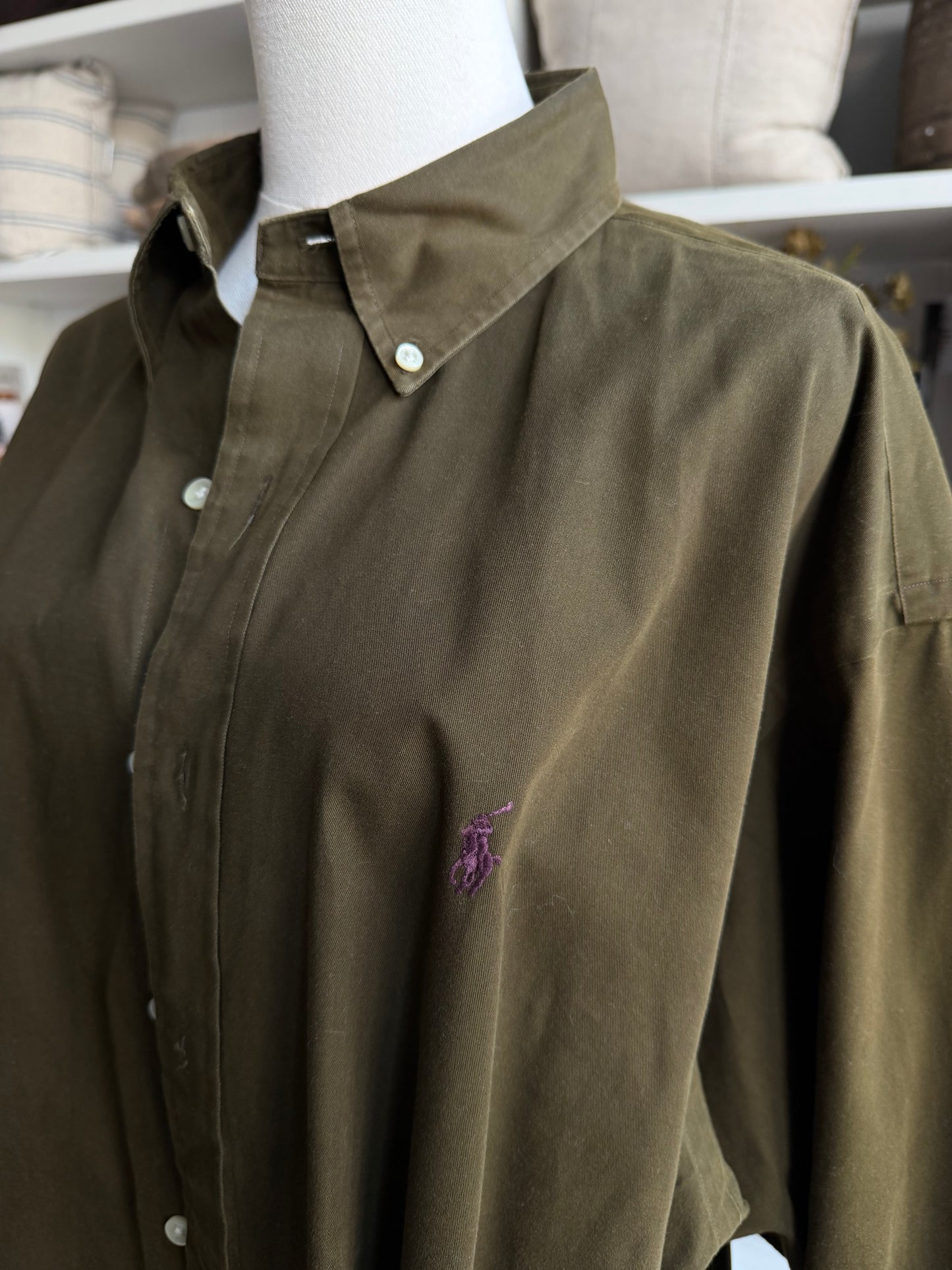 90s Ralph Lauren Olive button down
