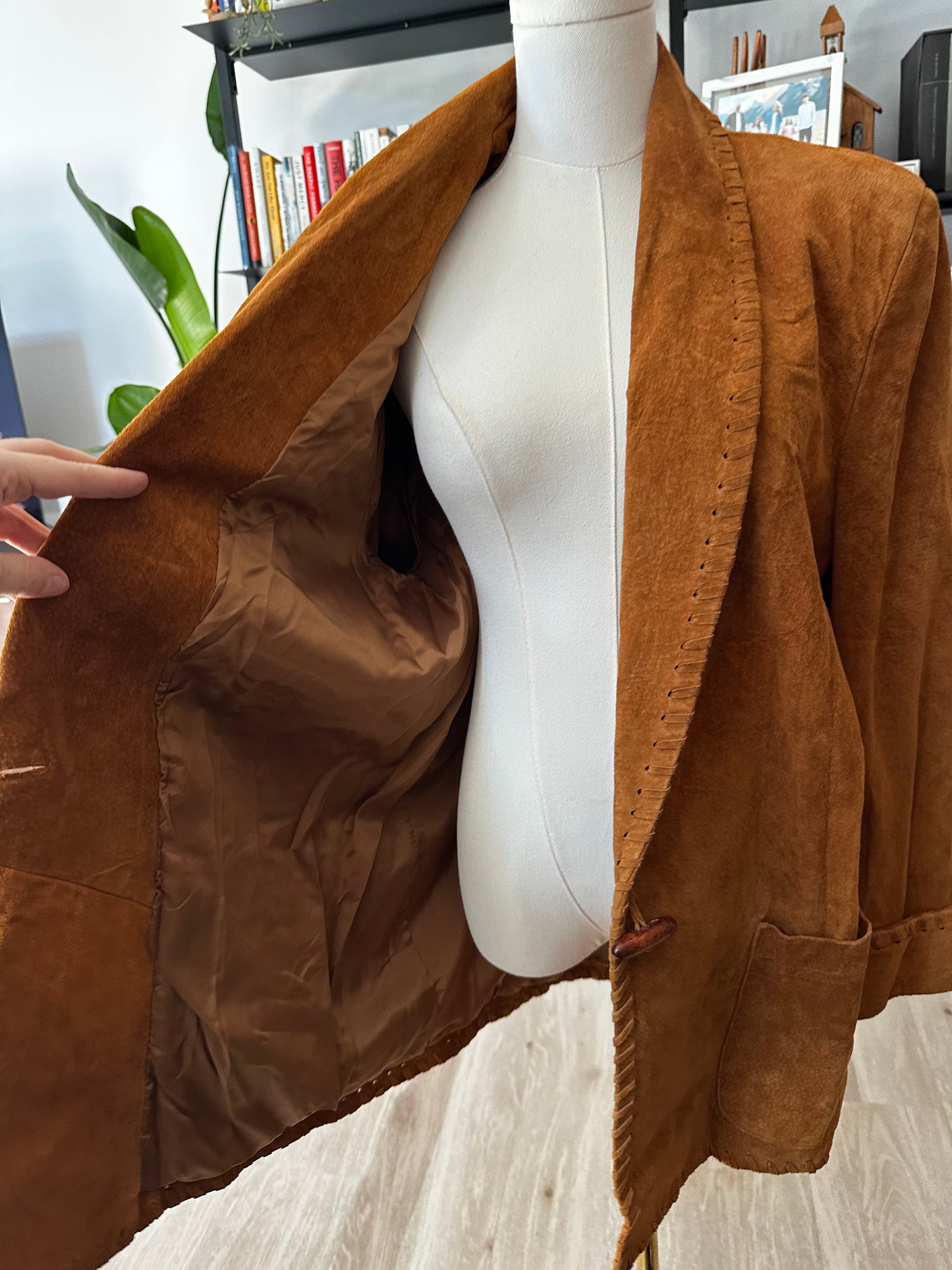 90s Cedars Suede jacket with leather whipstitch trim
