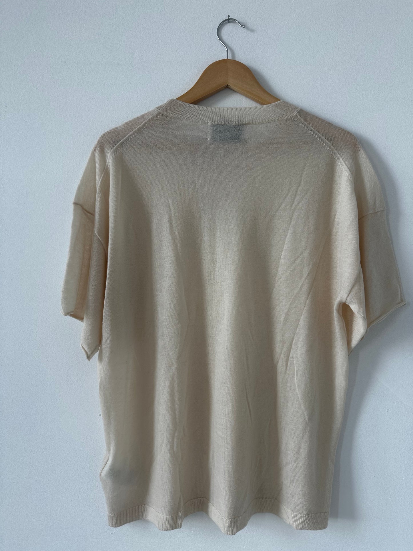 JCrew relaxed cashmere tee in cream. Size medium