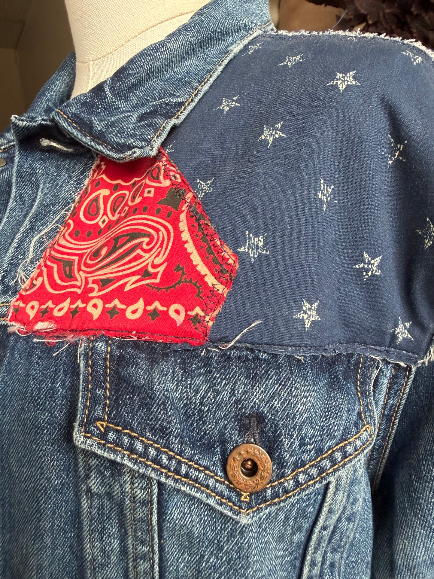 Polo Ralph Lauren patchwork denim jacket. Fits XS-M