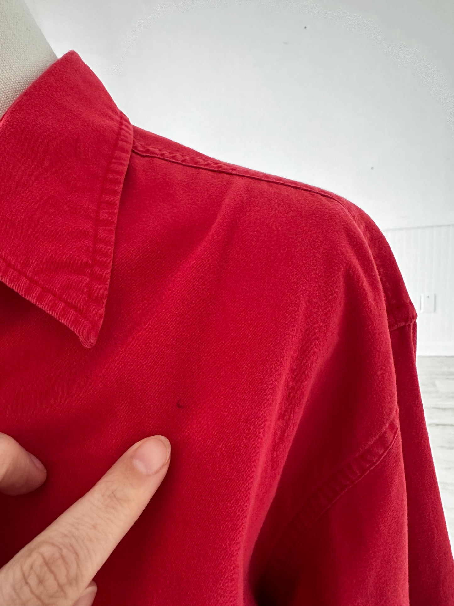 90s JCrew red brushed cotton button down