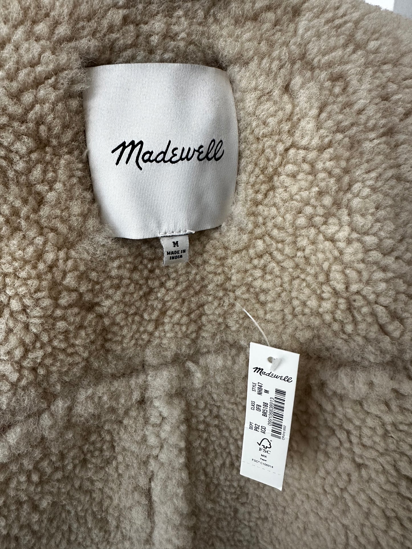 Madewell Oversized Shearling Motorcycle Jacket. NWT. Size Medium. Retails for $748