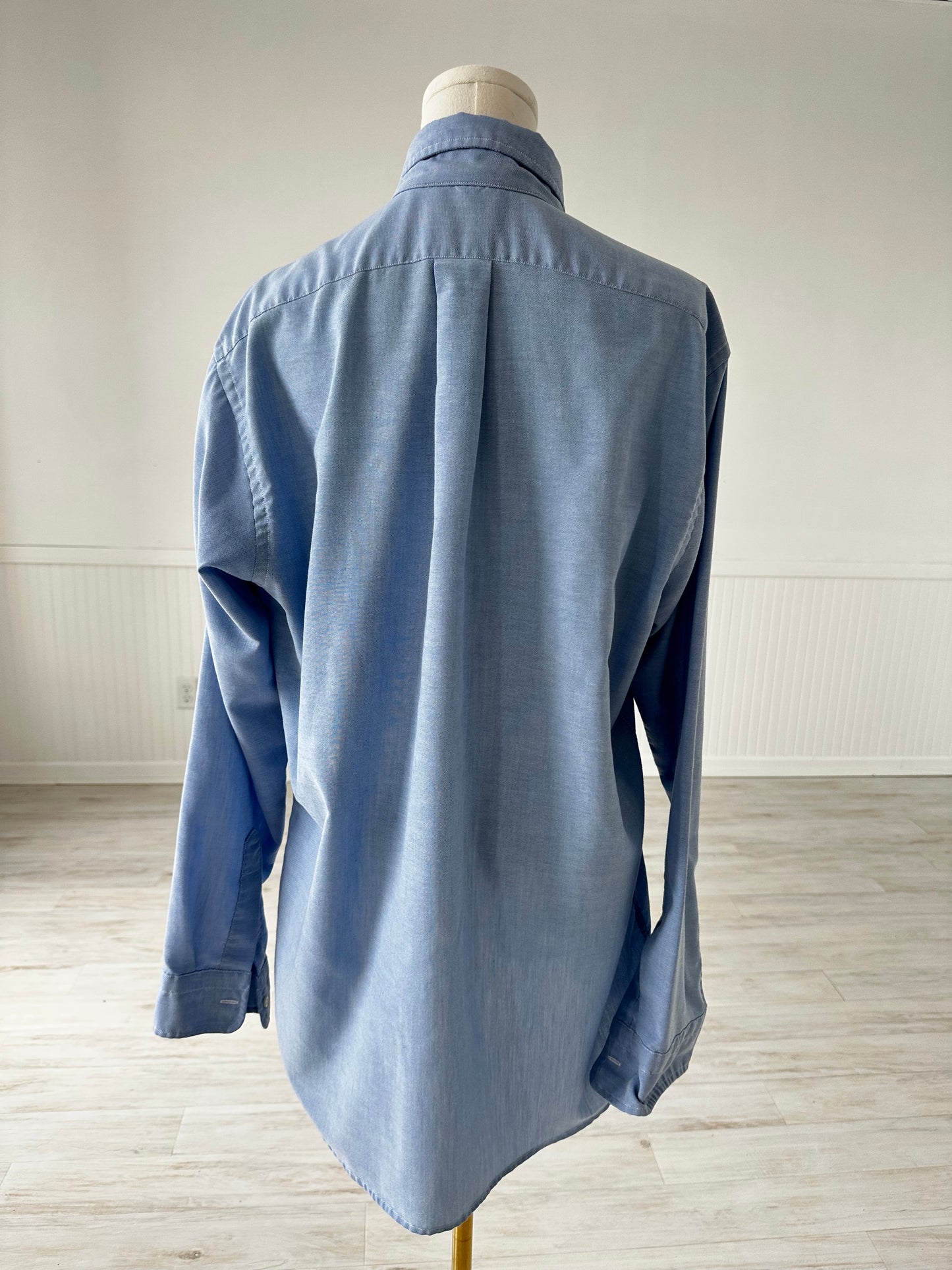90s LL Bean blue cotton button down. Made in the USA
