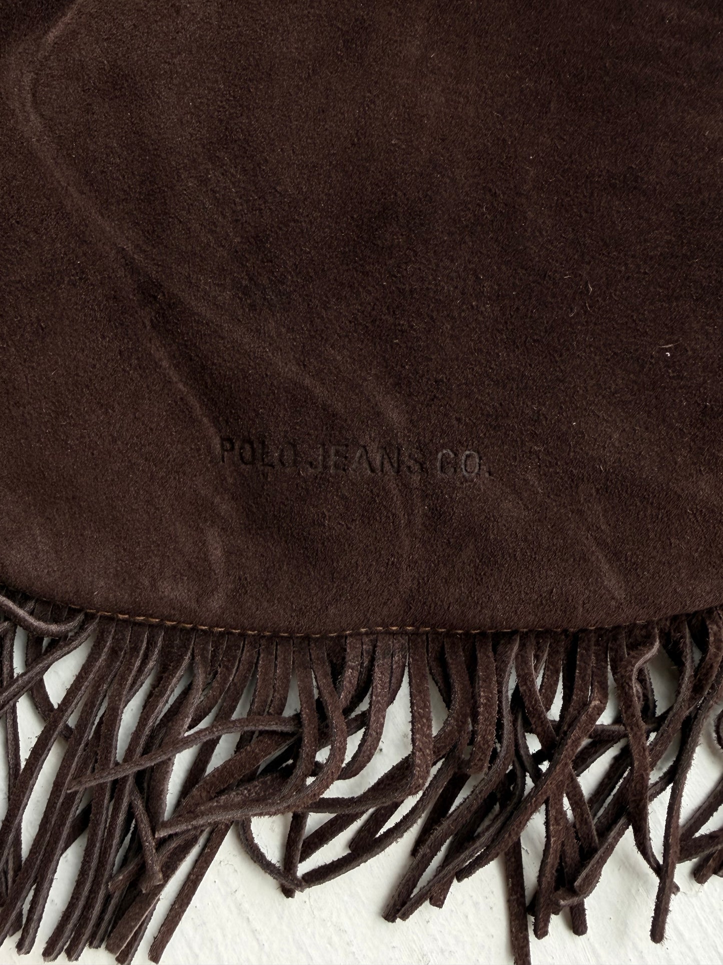 90s Polo Jeans Co suede hobo bag with fringe