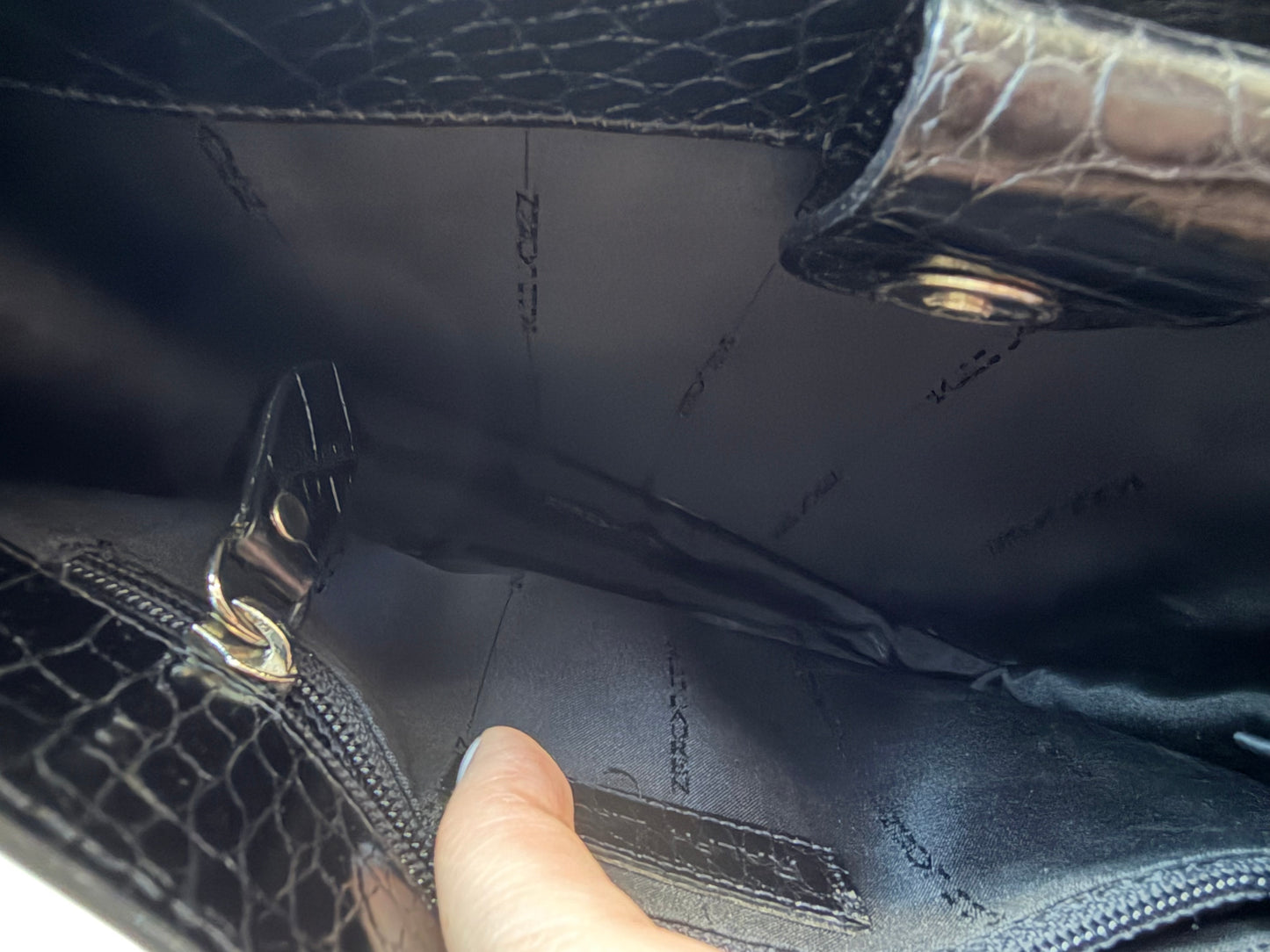 90s Ralph Lauren black croc shoulder bag