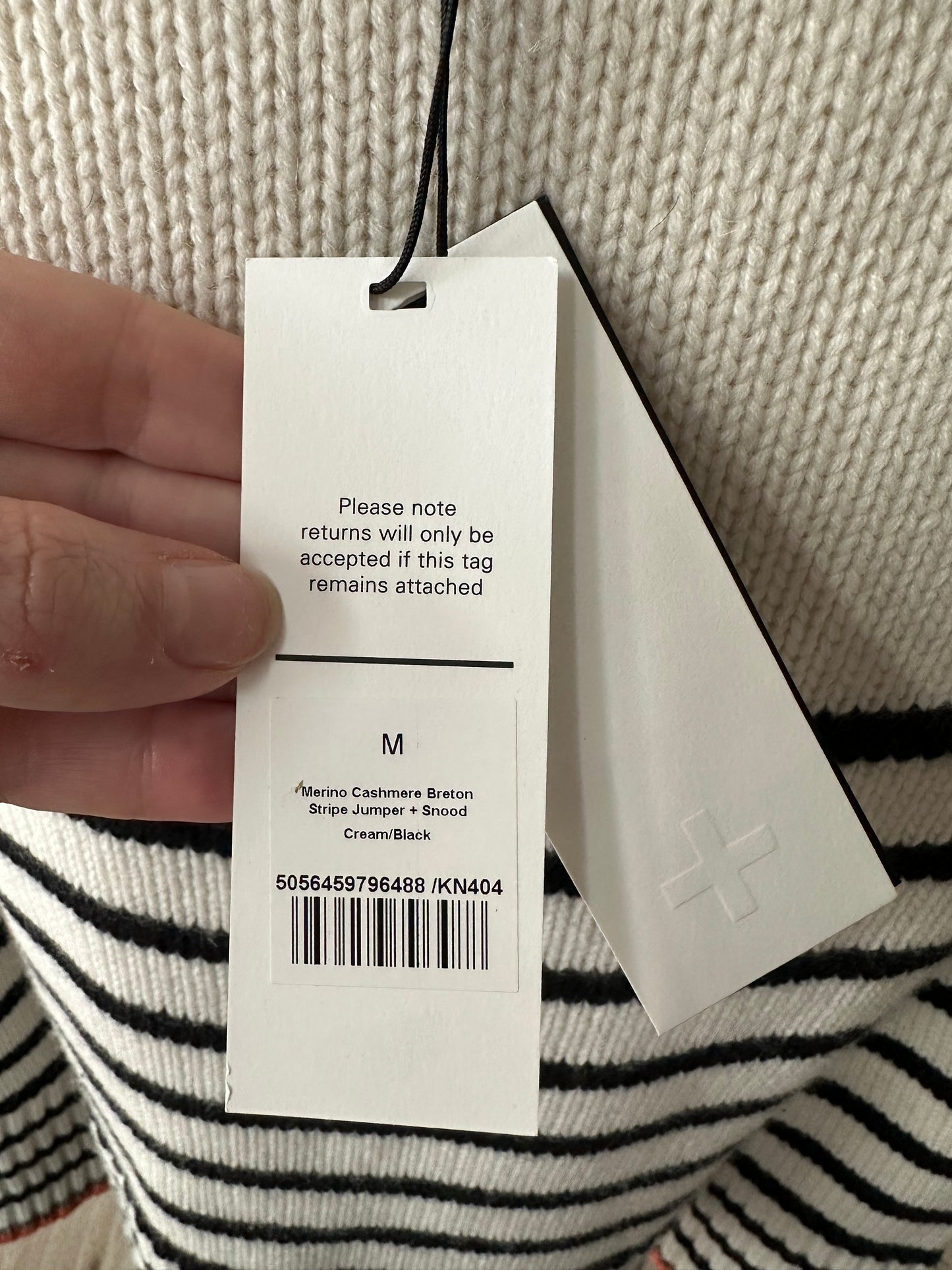 Me+Em wool cashmere striped sweater. Size medium. NWT
