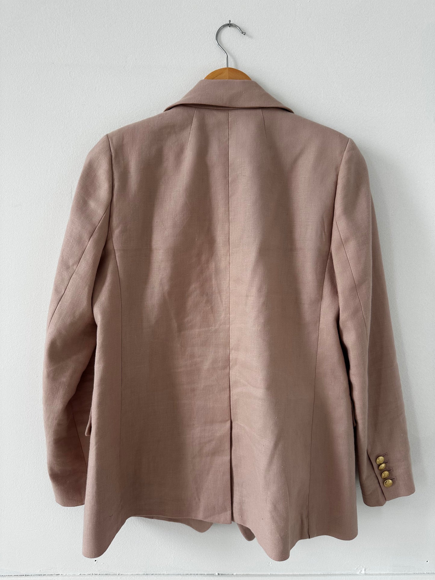 JCrew Pink linen blend suit. Bristol Blazer and Kate pants